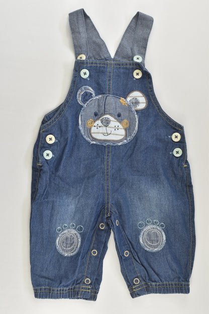 Tiny Little Wonders Size 000 Lightweight Teddy Bear Denim Overalls