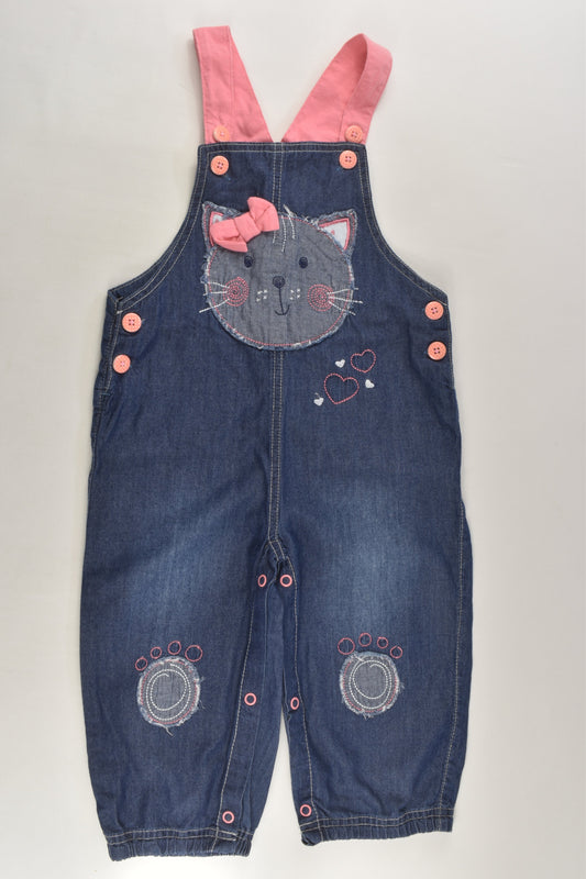 Tiny Little Wonders Size 1 Cat Lightweight Denim Overalls