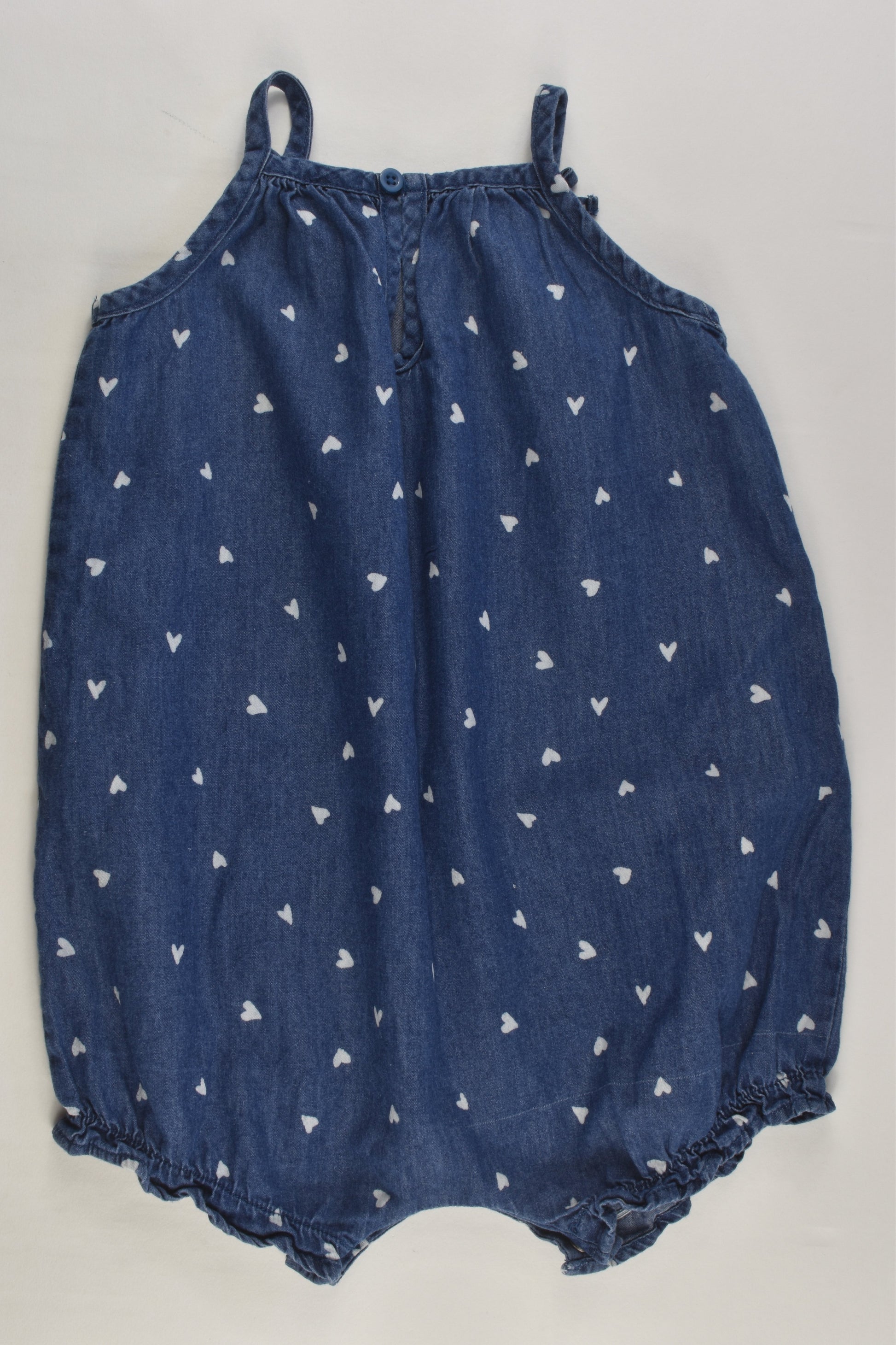 Tiny Little Wonders Size 1 Love Hearts Lightweight Short Denim Romper