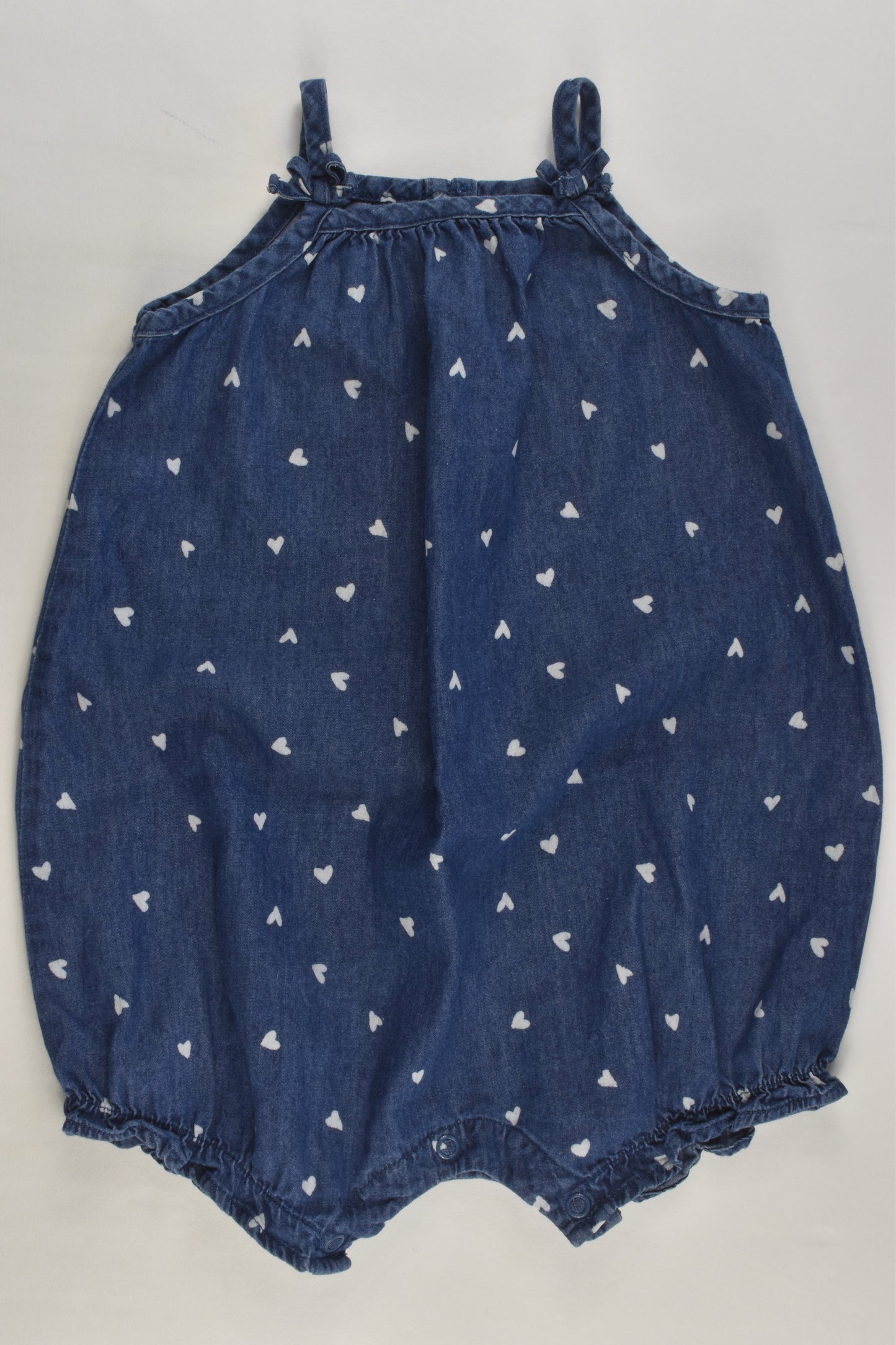 Tiny Little Wonders Size 1 Love Hearts Lightweight Short Denim Romper