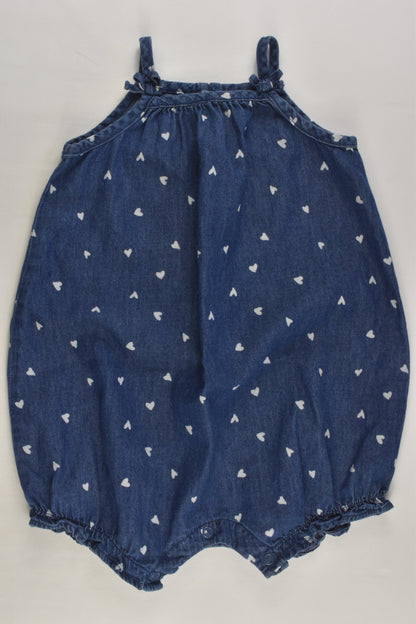 Tiny Little Wonders Size 1 Love Hearts Lightweight Short Denim Romper