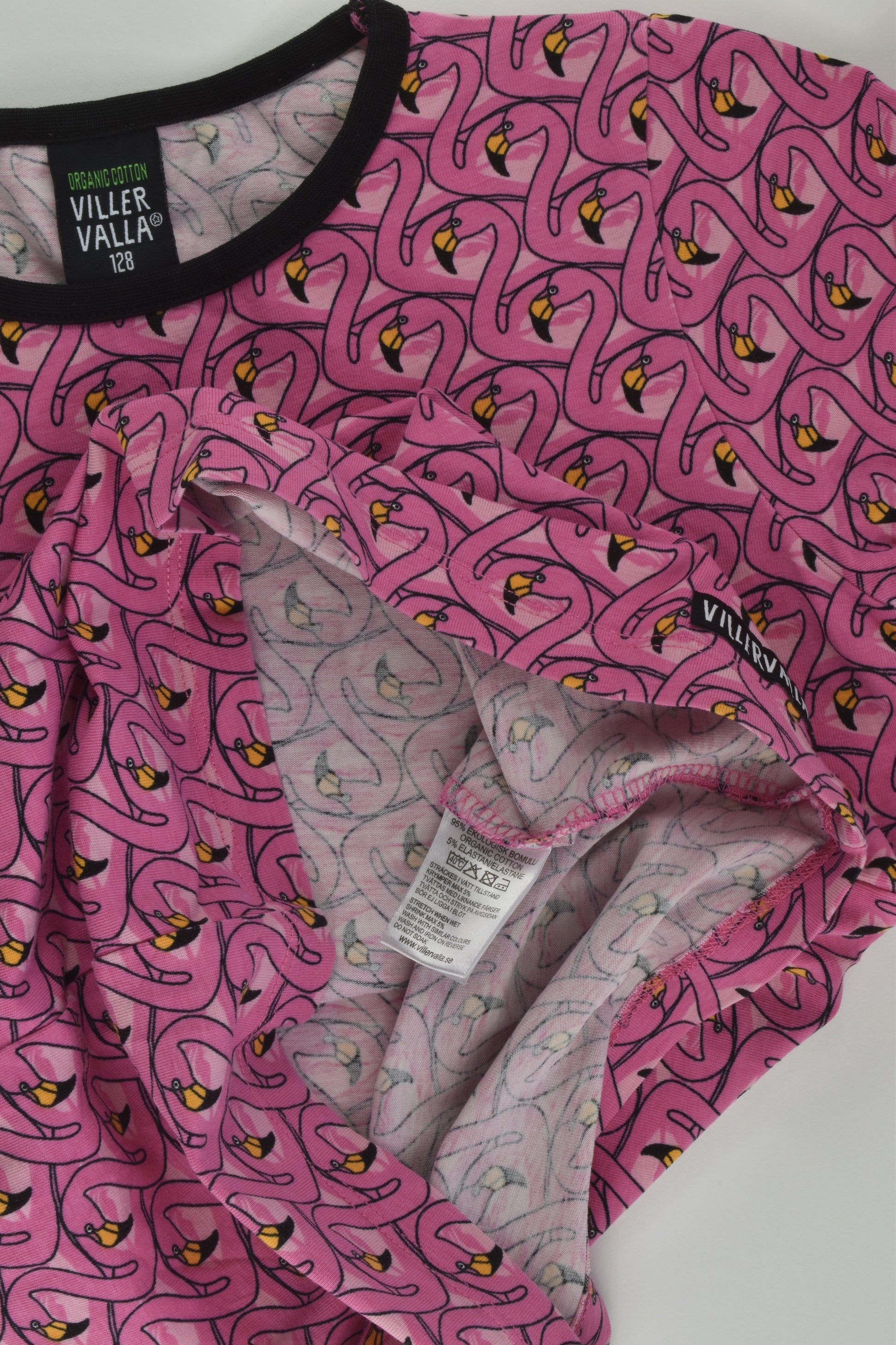 Villervalla Size 8 (128 cm) Flamingo T-shirt