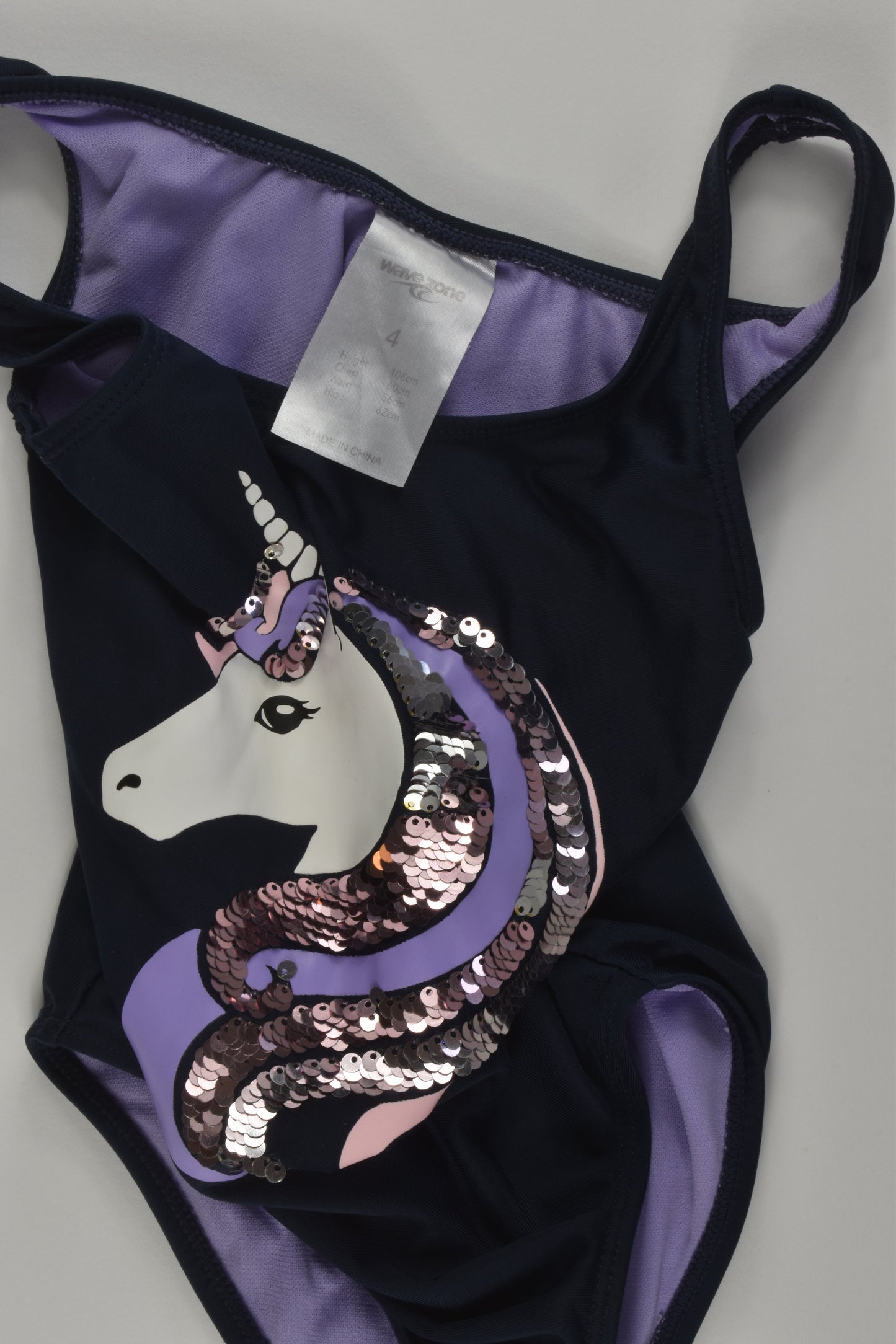 Wave Zone Size 4 Lined Unicorn Bathers