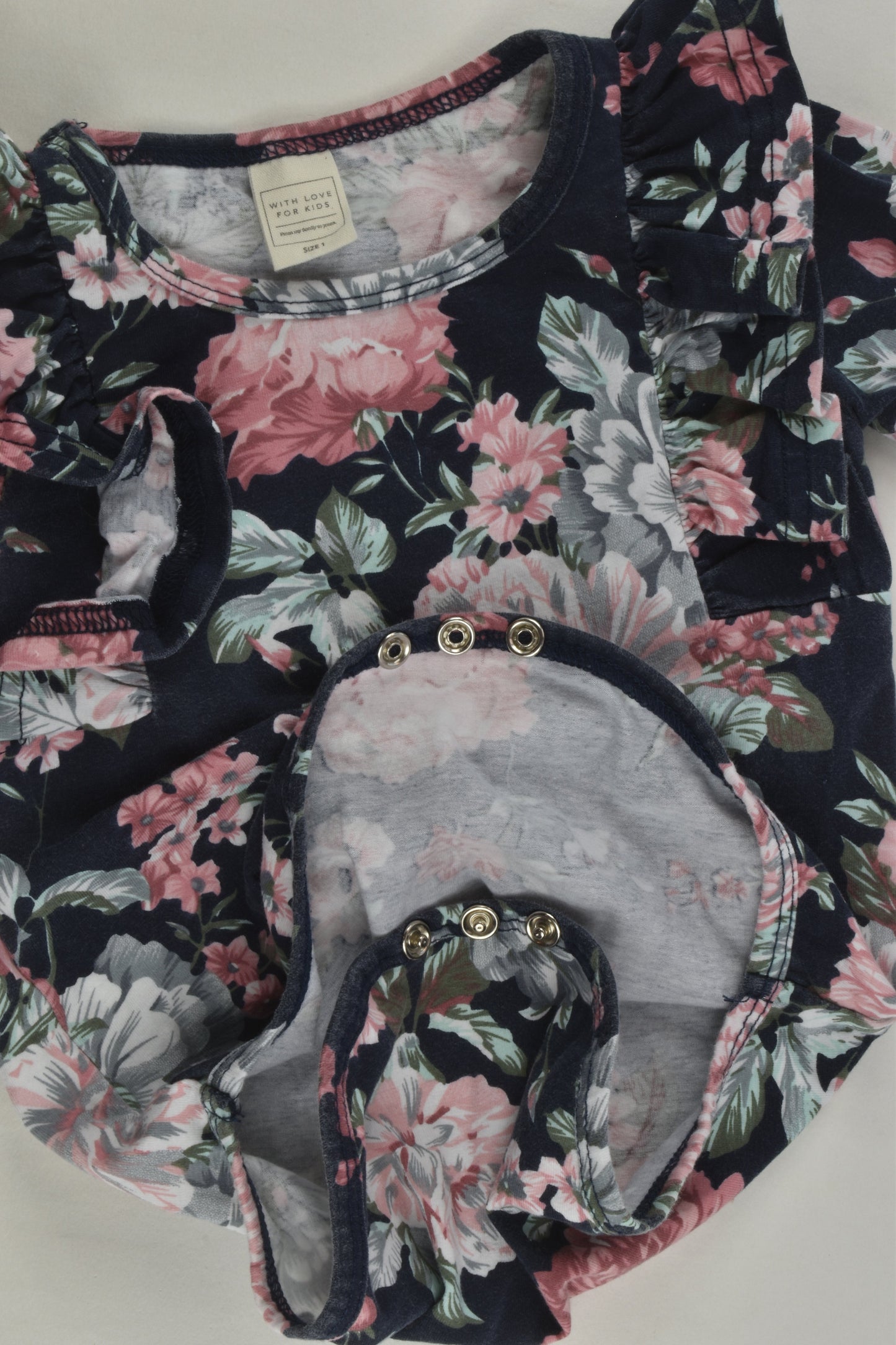 With Love For Kids Size 1 Floral Ruffle Bodysuit