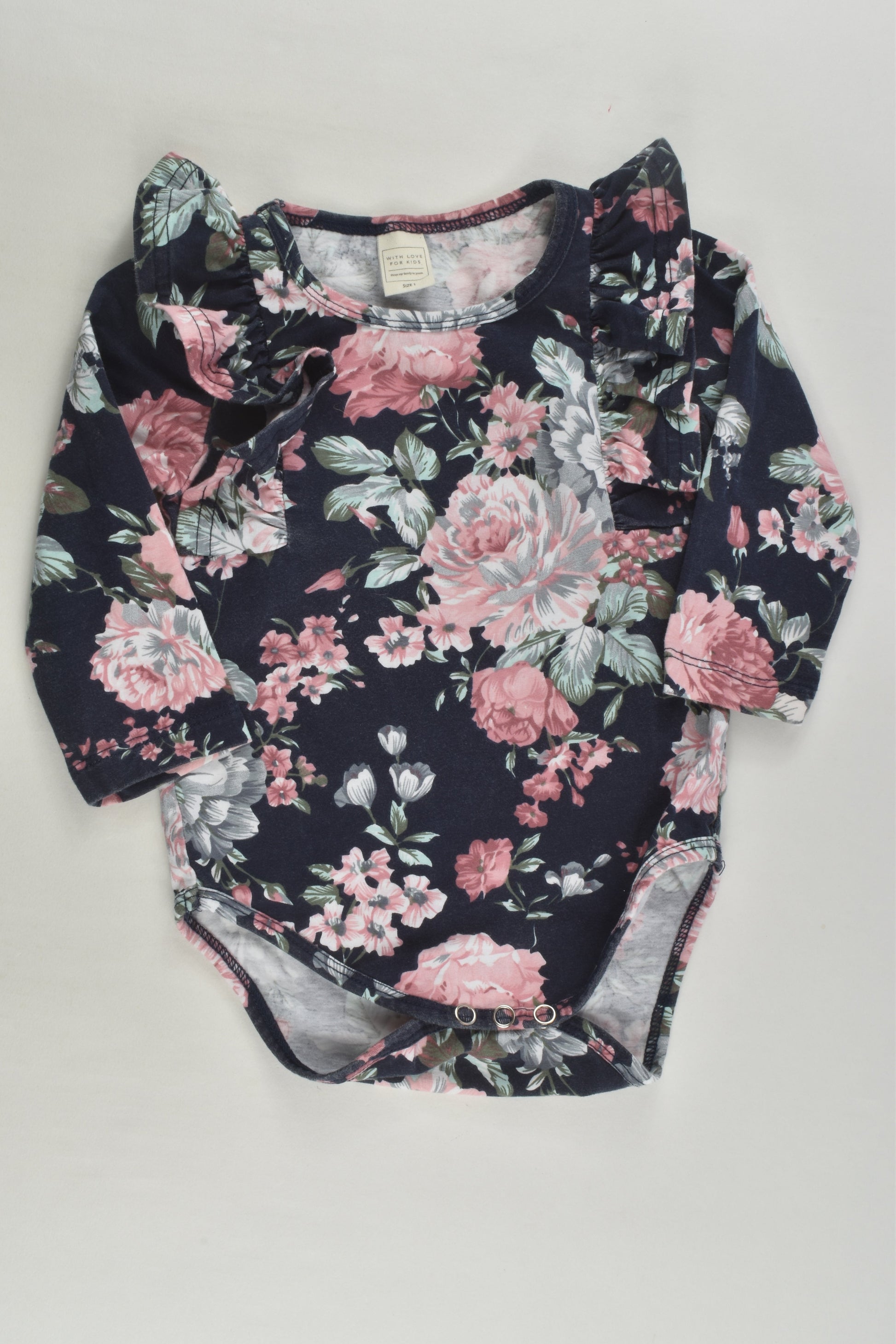 With Love For Kids Size 1 Floral Ruffle Bodysuit