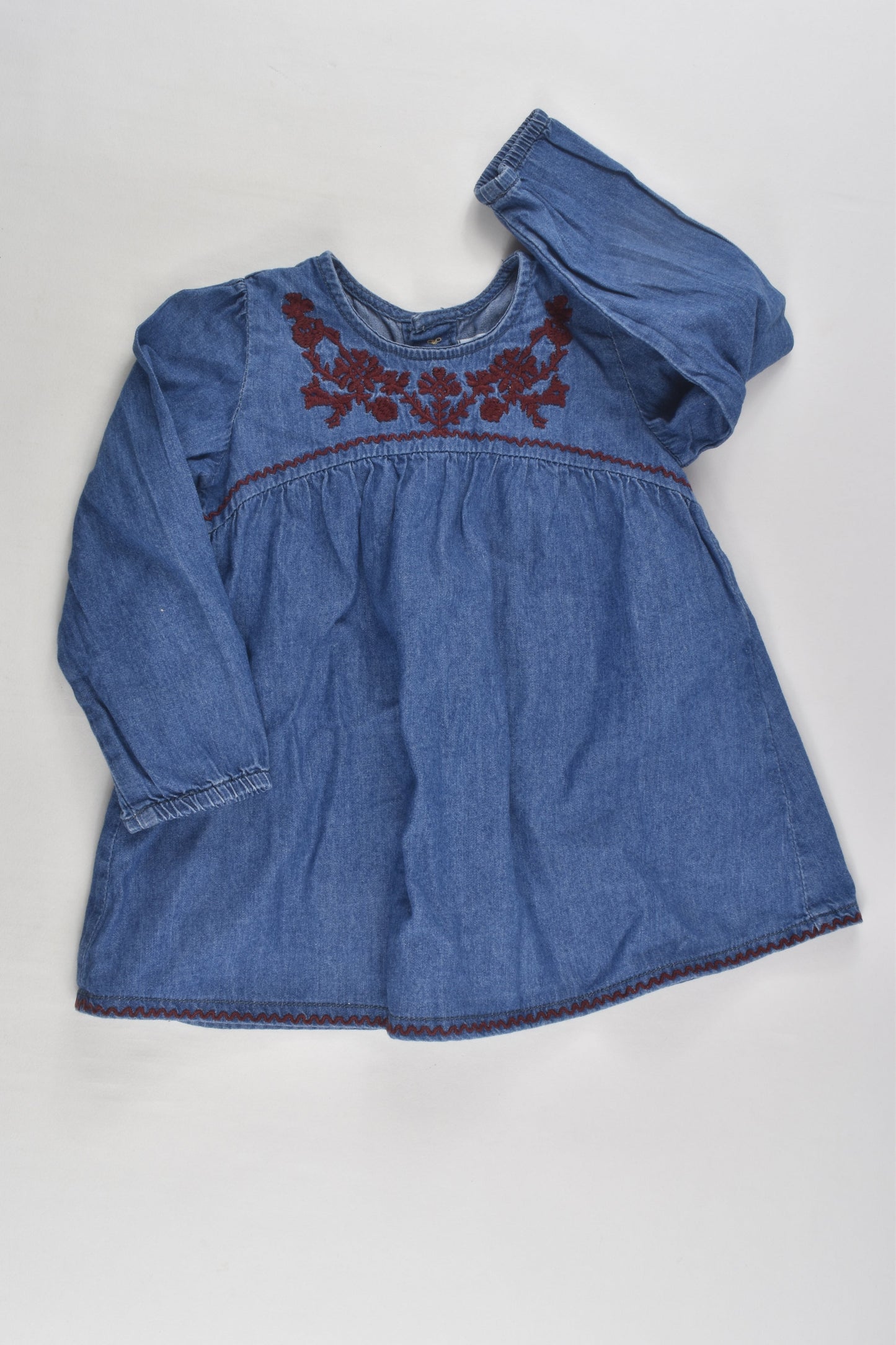 Zara Size 0 (74 cm) Embroidery Denim Dress