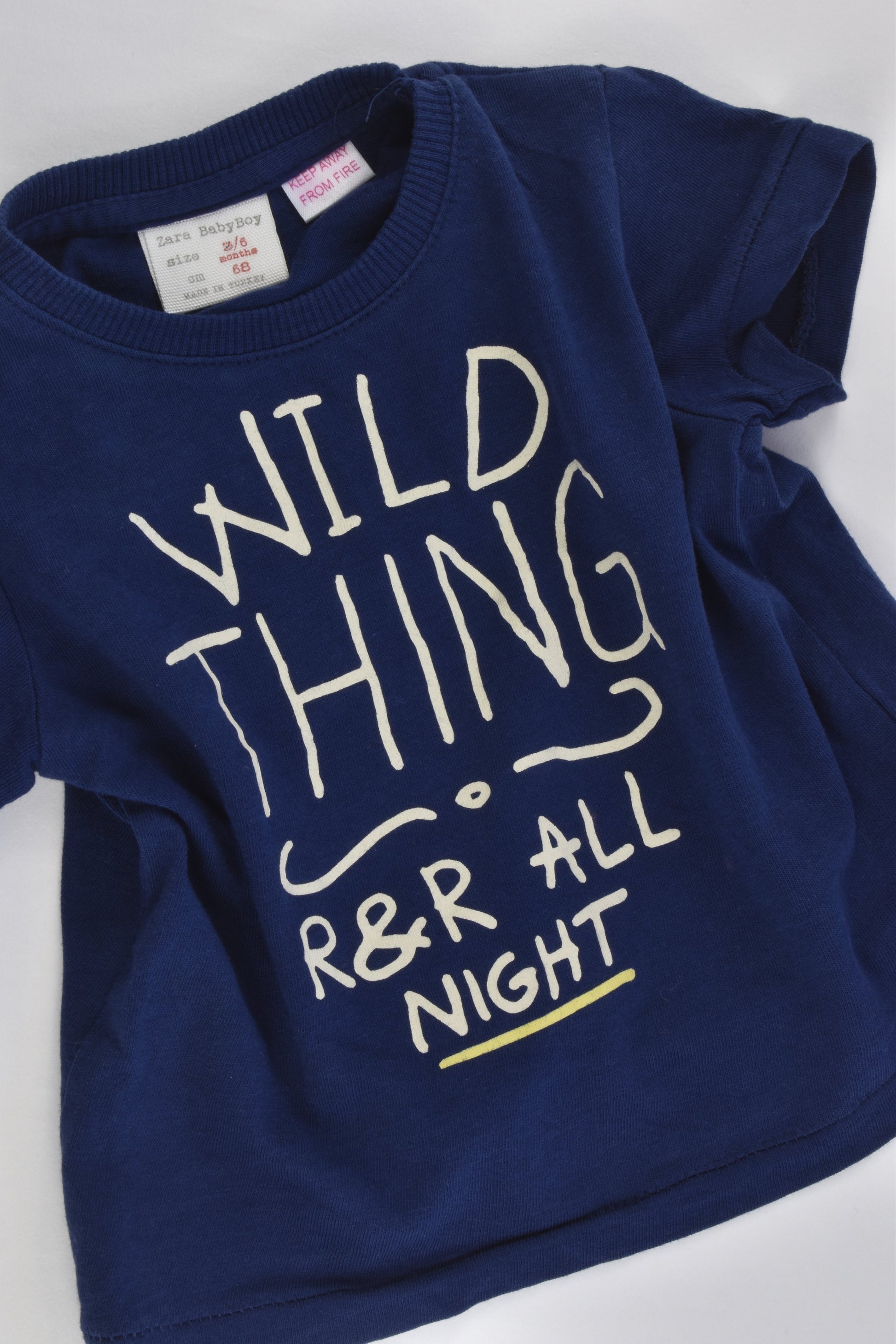 Zara Size 00 (3/6 months, 68 cm) 'Wild Thing' T-shirt