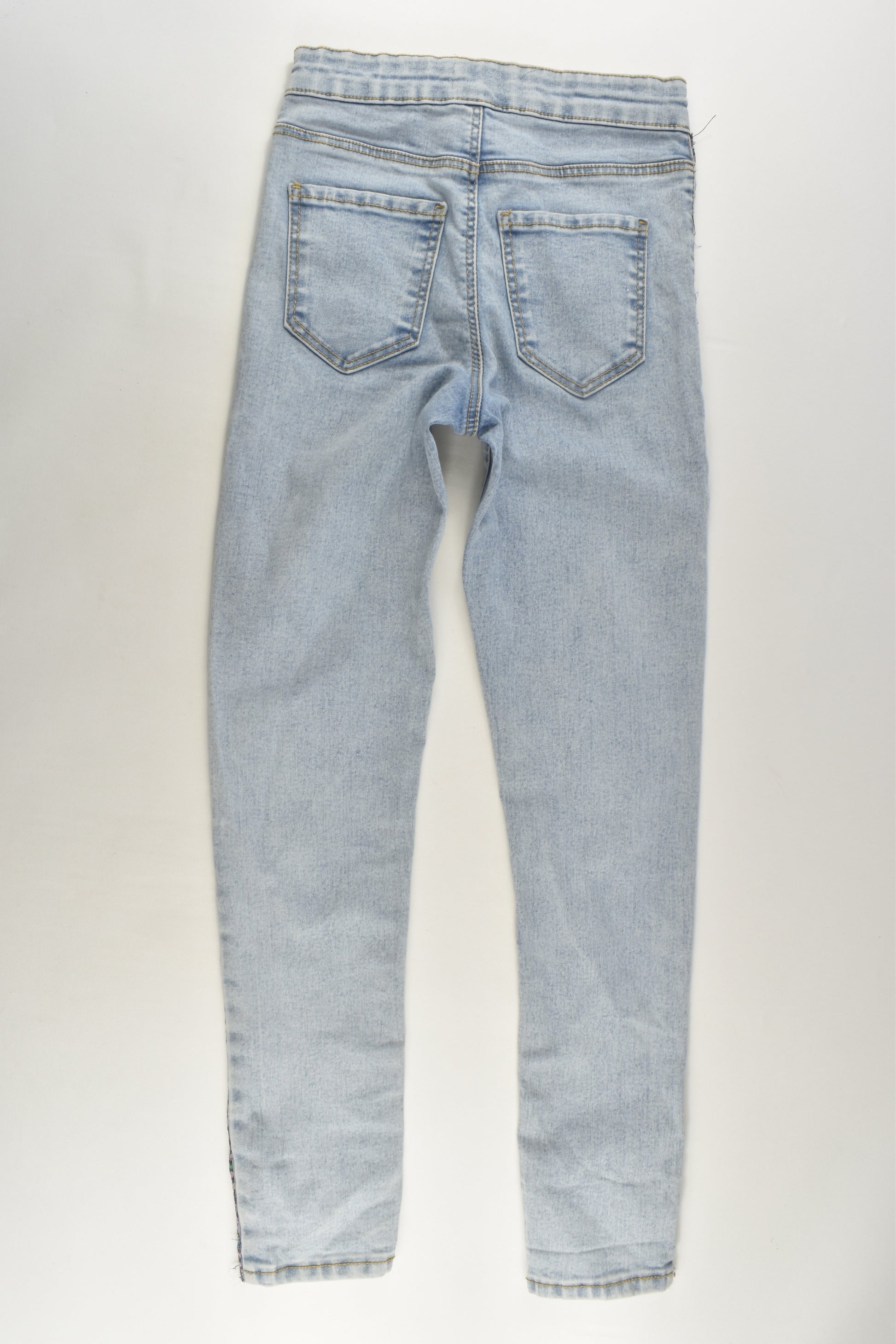 Zara Size 10 (140 cm) Stretchy Denim Pants with Leopard Detail