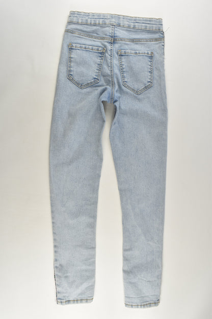 Zara Size 10 (140 cm) Stretchy Denim Pants with Leopard Detail