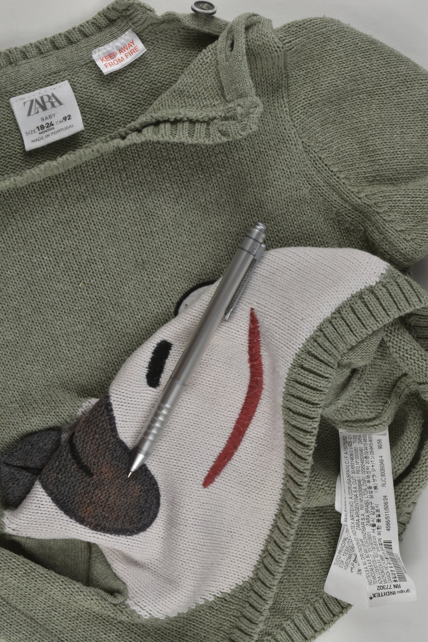 Zara Size 2 (18-24 months, 92 cm) Panda Knitted Jumper