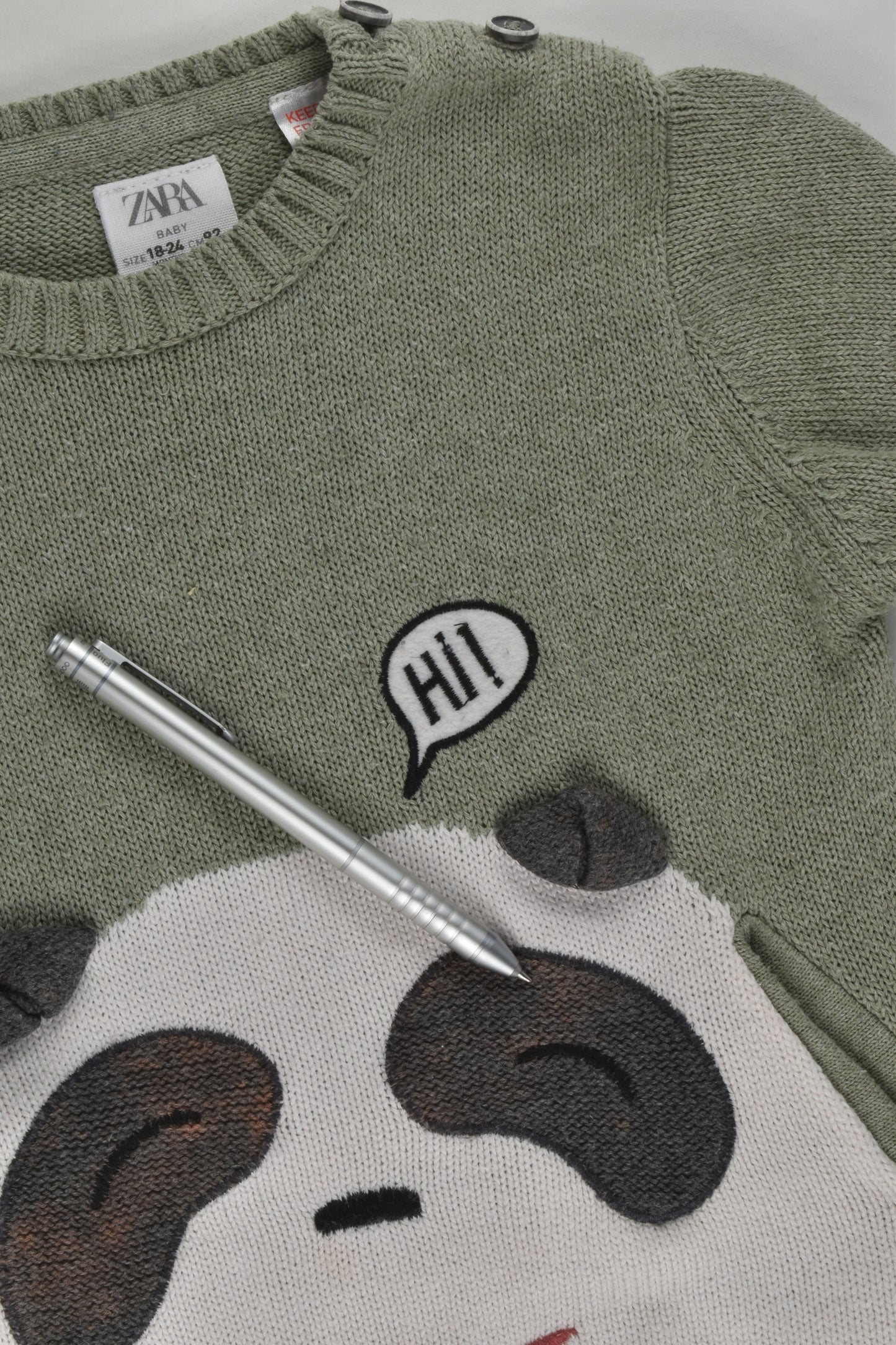Zara Size 2 (18-24 months, 92 cm) Panda Knitted Jumper
