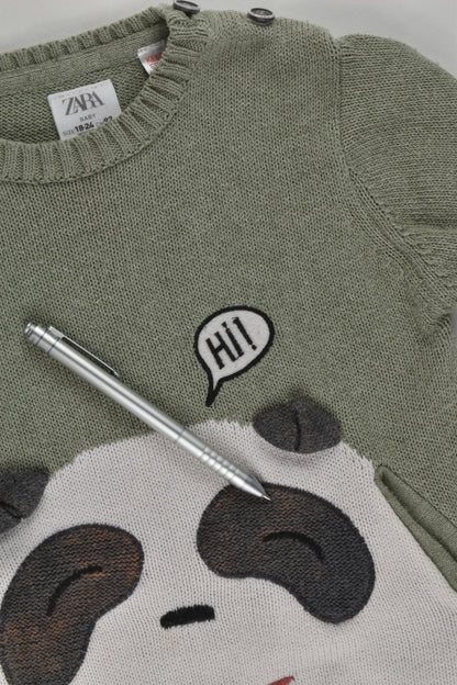 Zara Size 2 (18-24 months, 92 cm) Panda Knitted Jumper