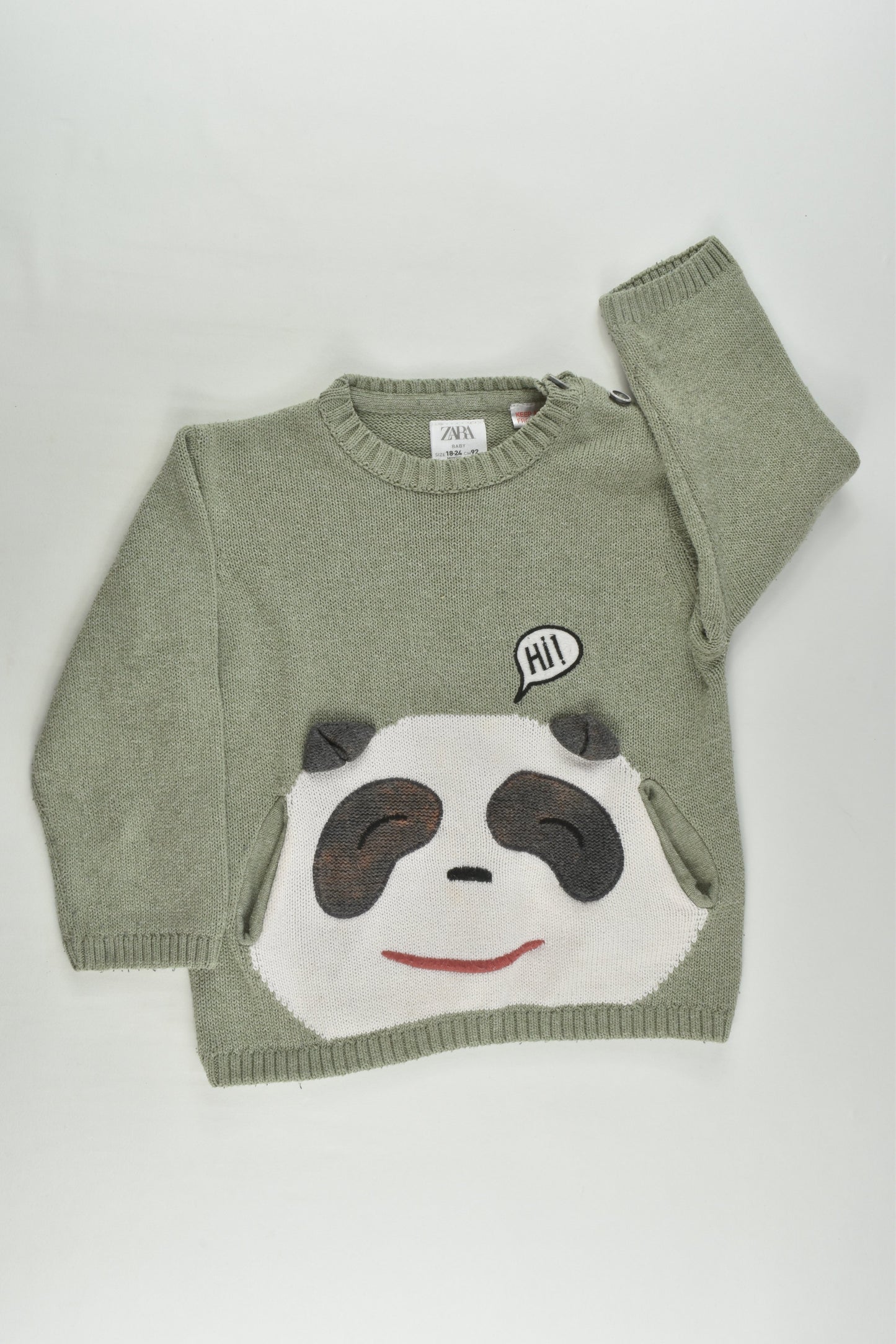 Zara Size 2 (18-24 months, 92 cm) Panda Knitted Jumper