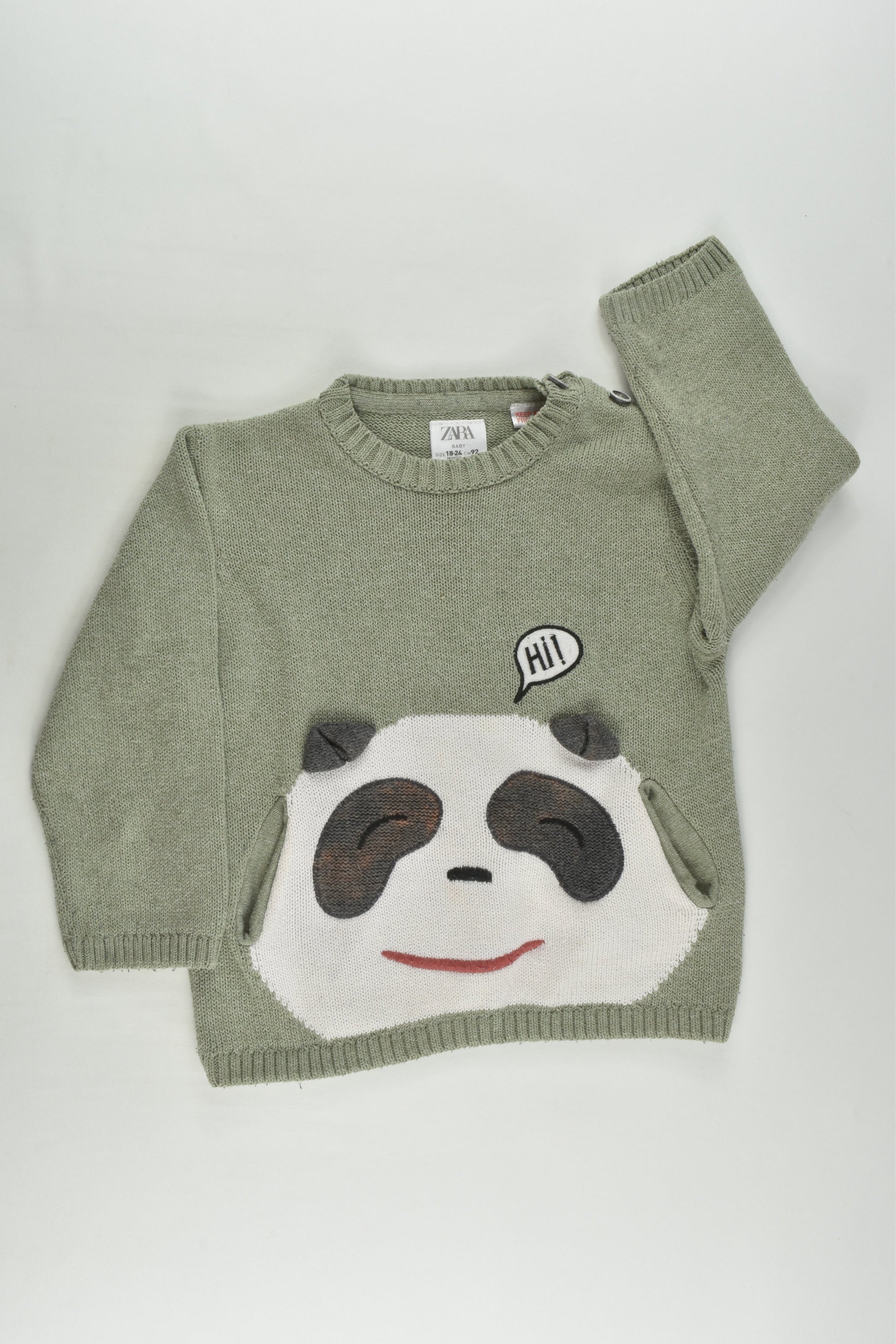 Zara Size 2 (18-24 months, 92 cm) Panda Knitted Jumper
