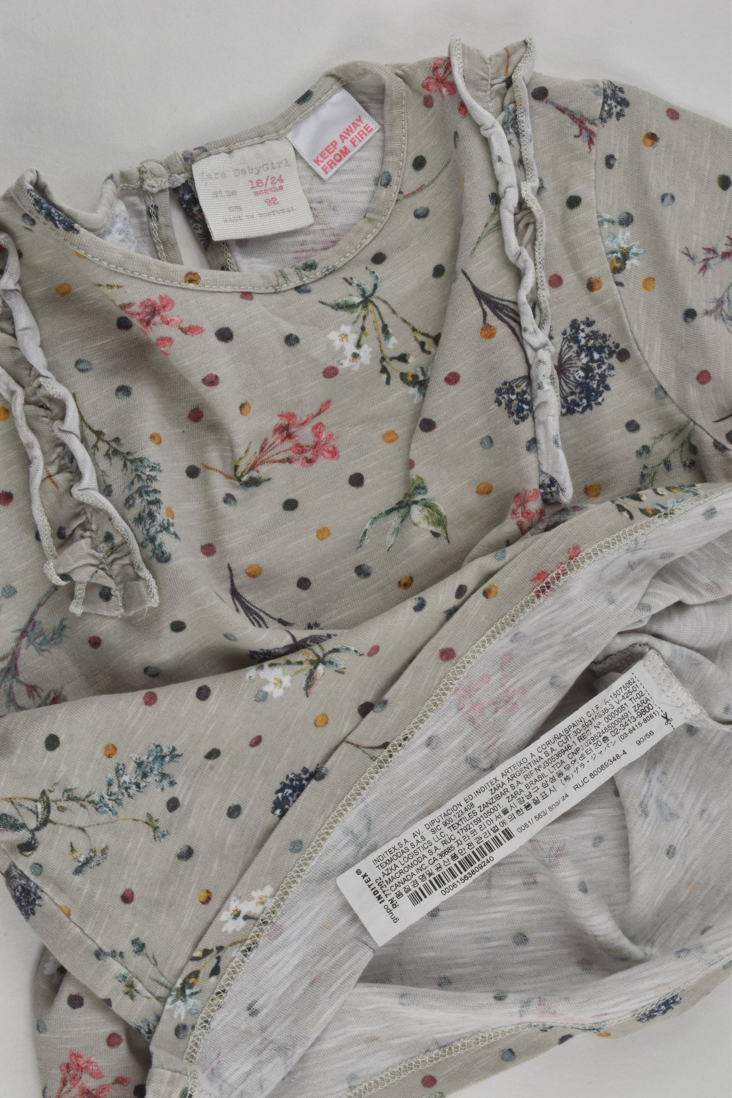 Zara Size 2 (18/24 months, 92 cm) Floral Top