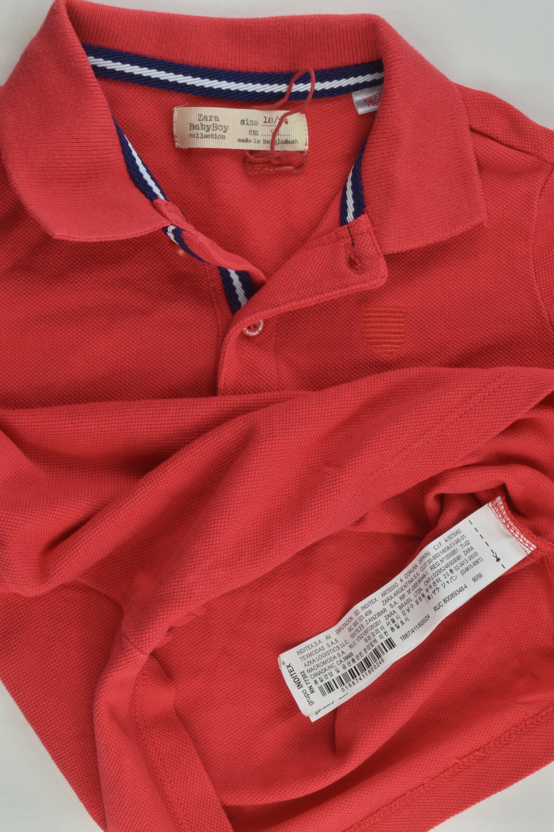 Zara Size 2 (92 cm) Red Polo Shirt