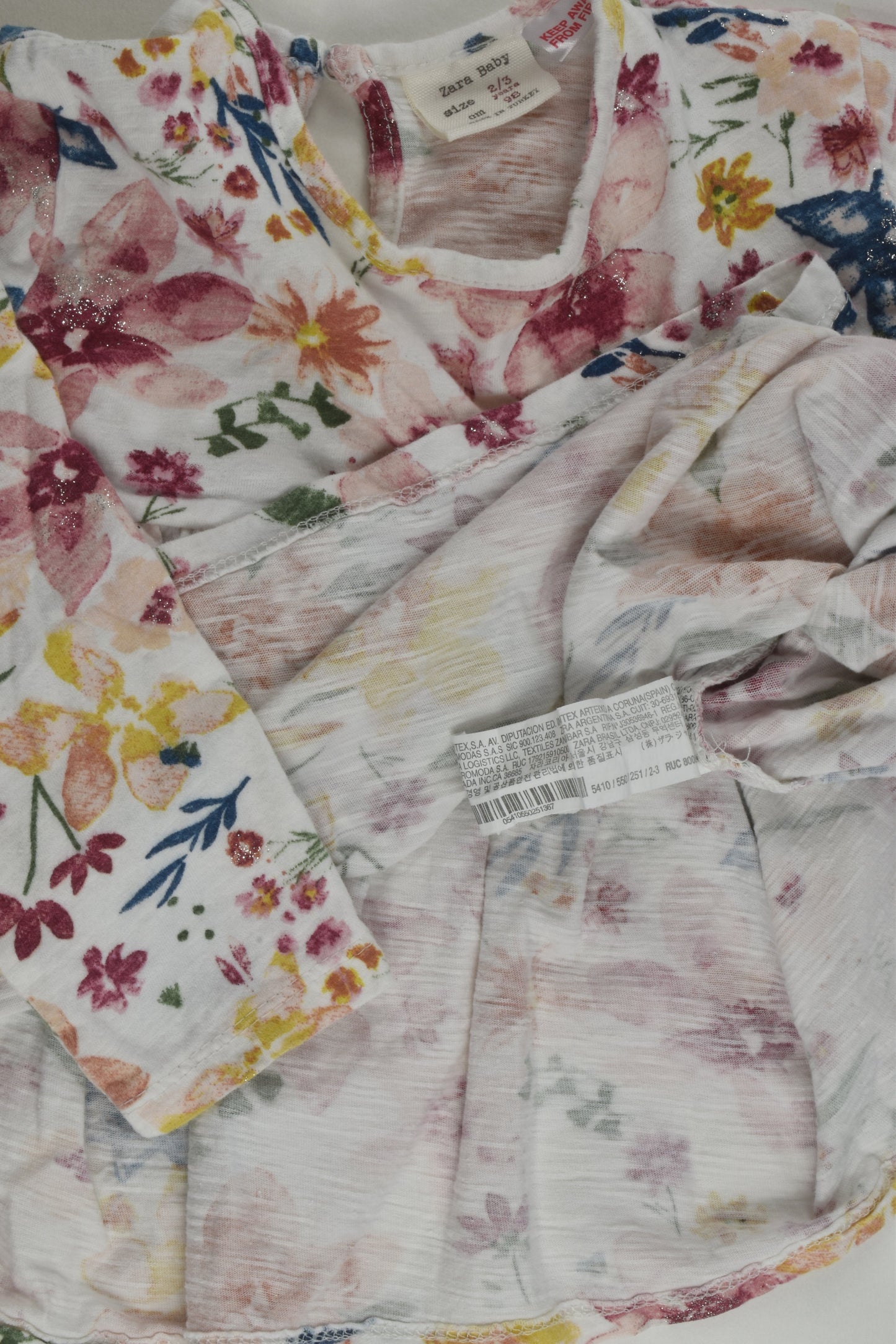 Zara Size 2/3 (98 cm) Floral Top