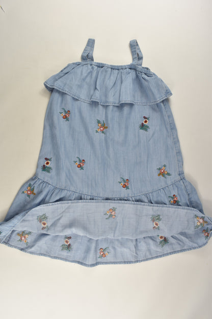 Zara Size 6 Floral Embroidery Denim Dress