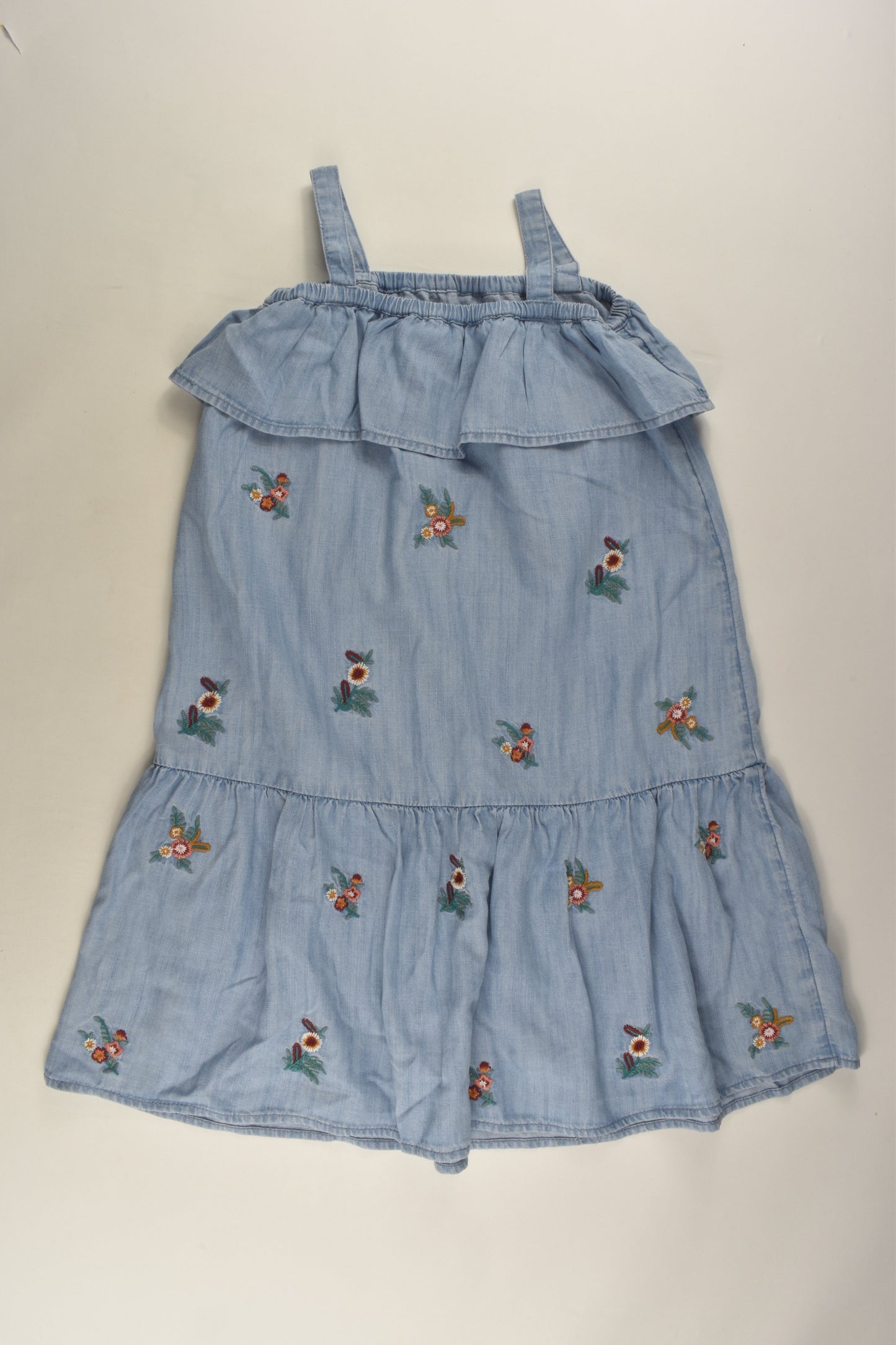 Zara Size 6 Floral Embroidery Denim Dress