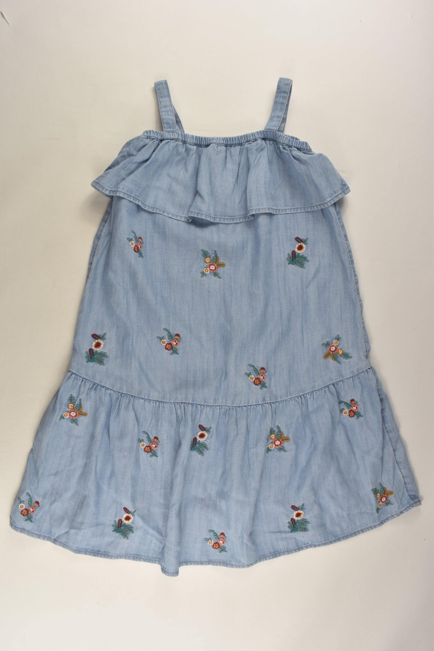 Zara Size 6 Floral Embroidery Denim Dress