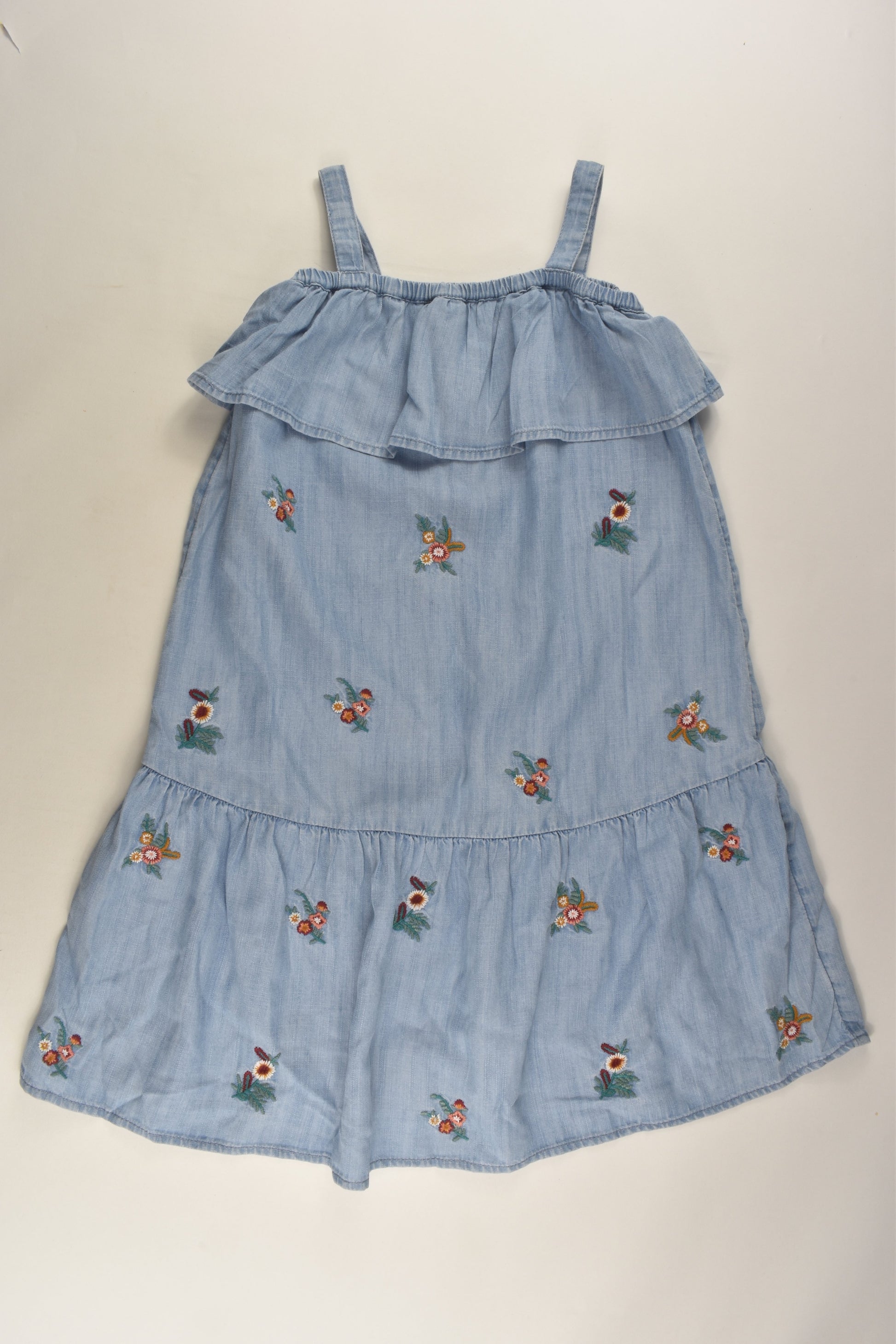 Zara Size 6 Floral Embroidery Denim Dress