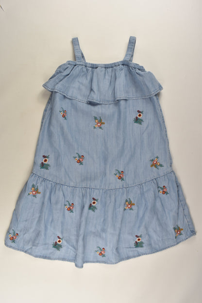 Zara Size 6 Floral Embroidery Denim Dress