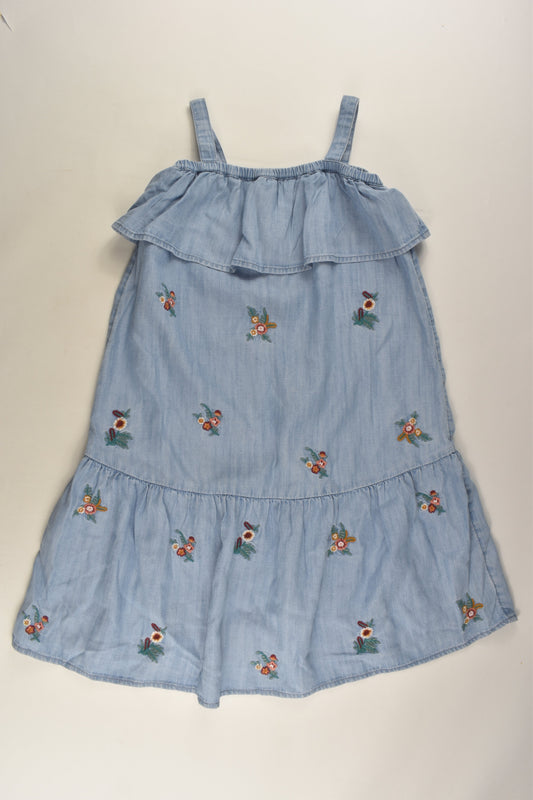 Zara Size 6 Floral Embroidery Denim Dress