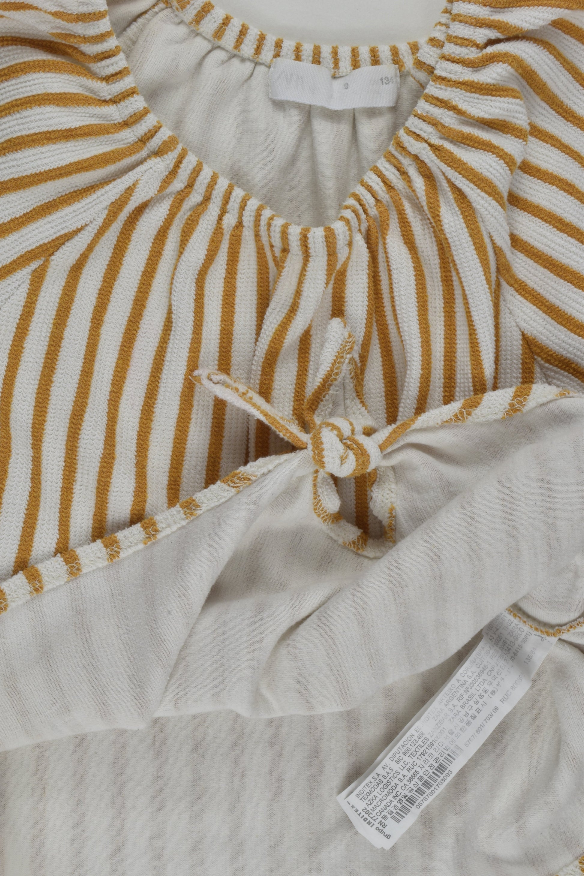 Zara Size 9 (134 cm) Striped Tie-front Blouse