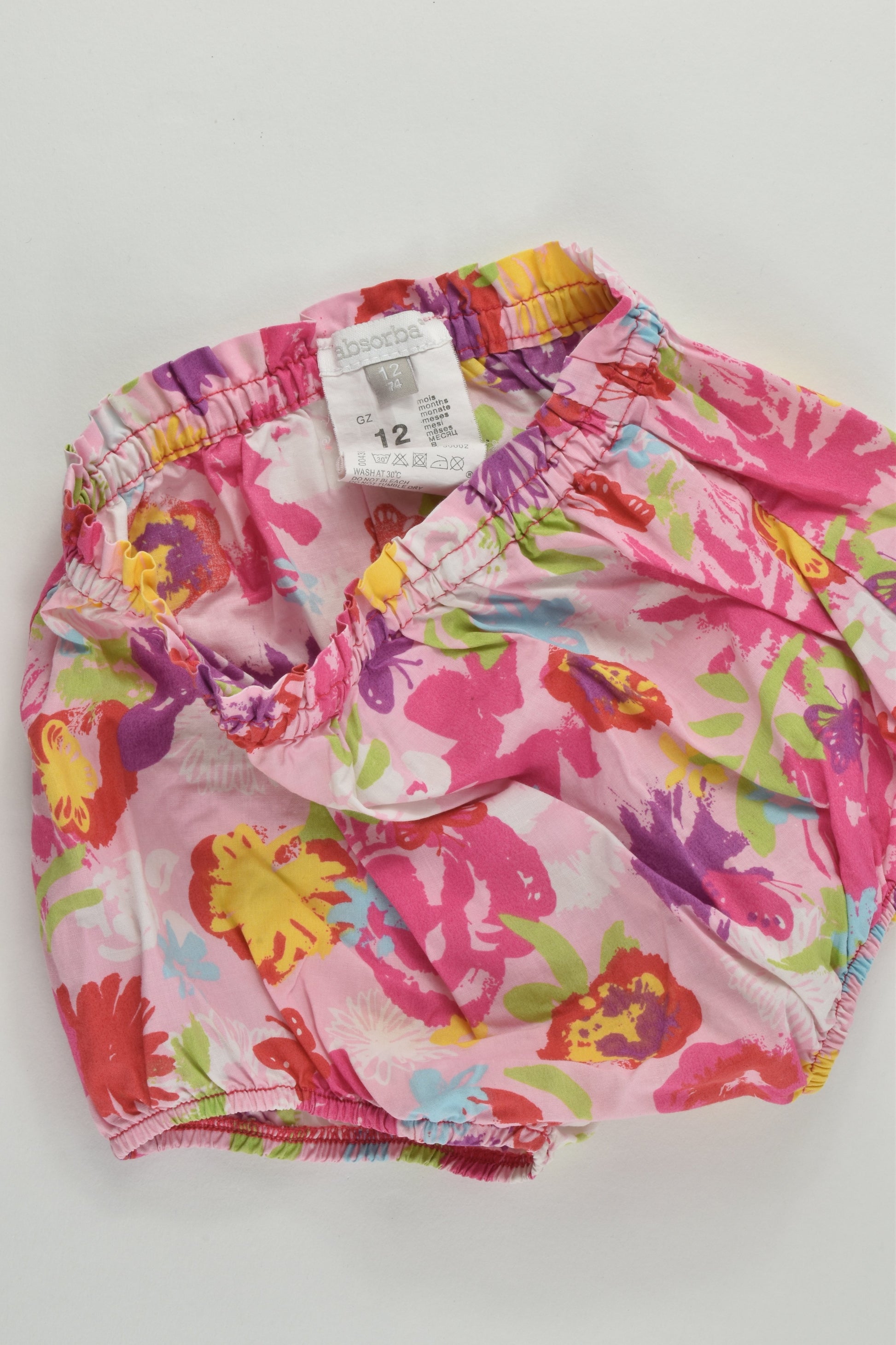Absorba (France) Size 0 (12 months, 74 cm) Flowers and Butterflies Bloomers