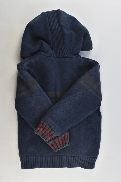 Absorba (France) Size 1-2 (86 cm) Knitted Hooded Jumper with Fluffy Lining