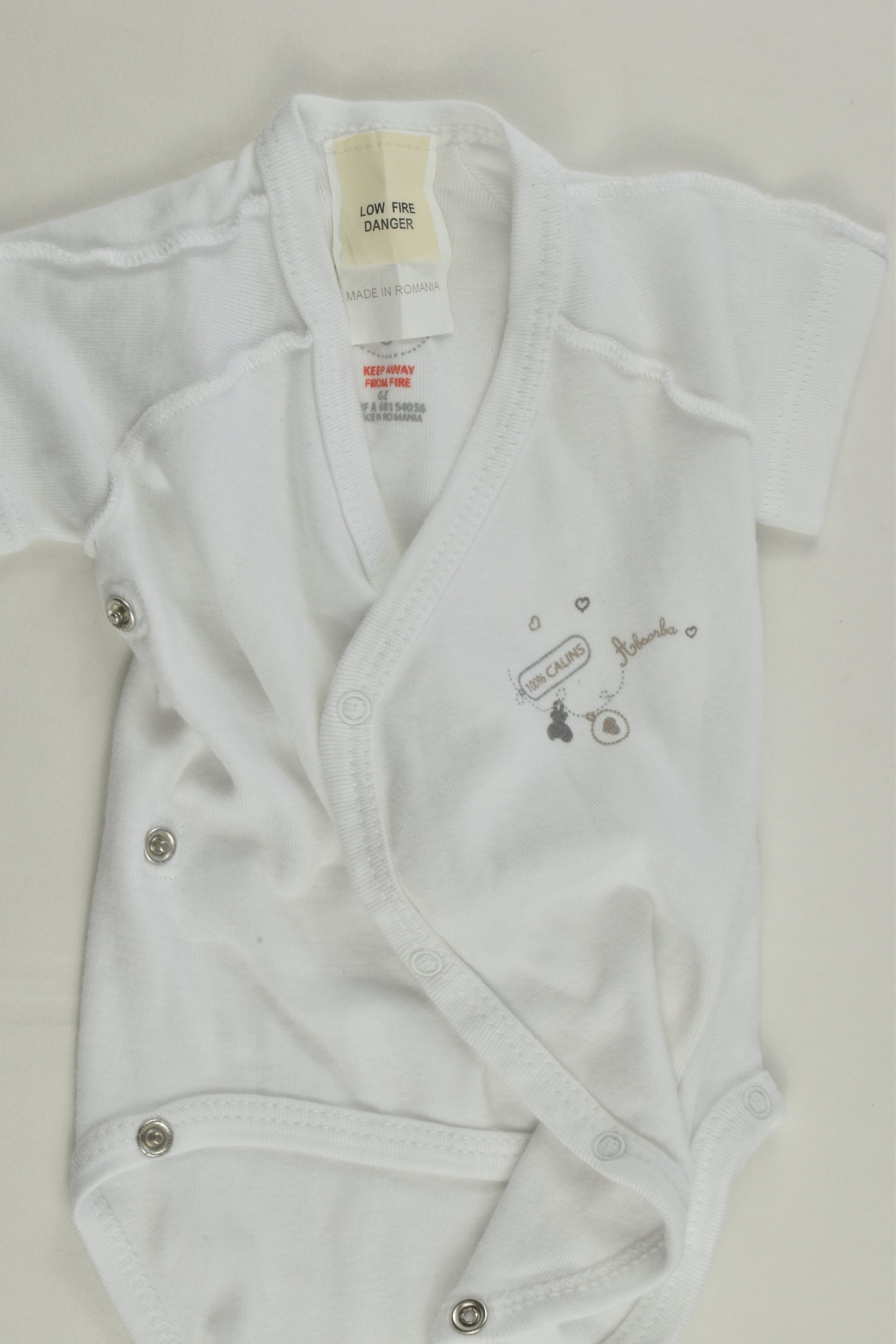 Absorba Size 0000 (3 months) '100% Calins' Wrap Bodysuit