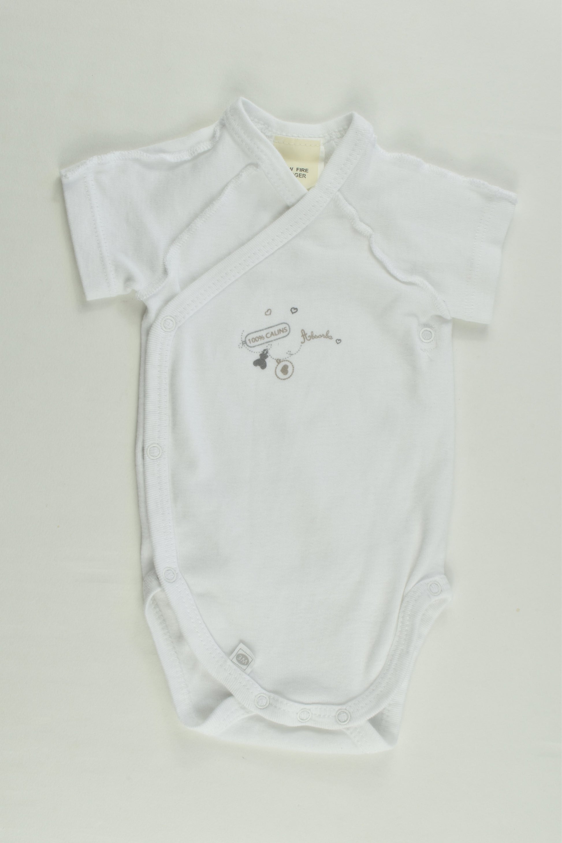 Absorba Size 0000 (3 months) '100% Calins' Wrap Bodysuit