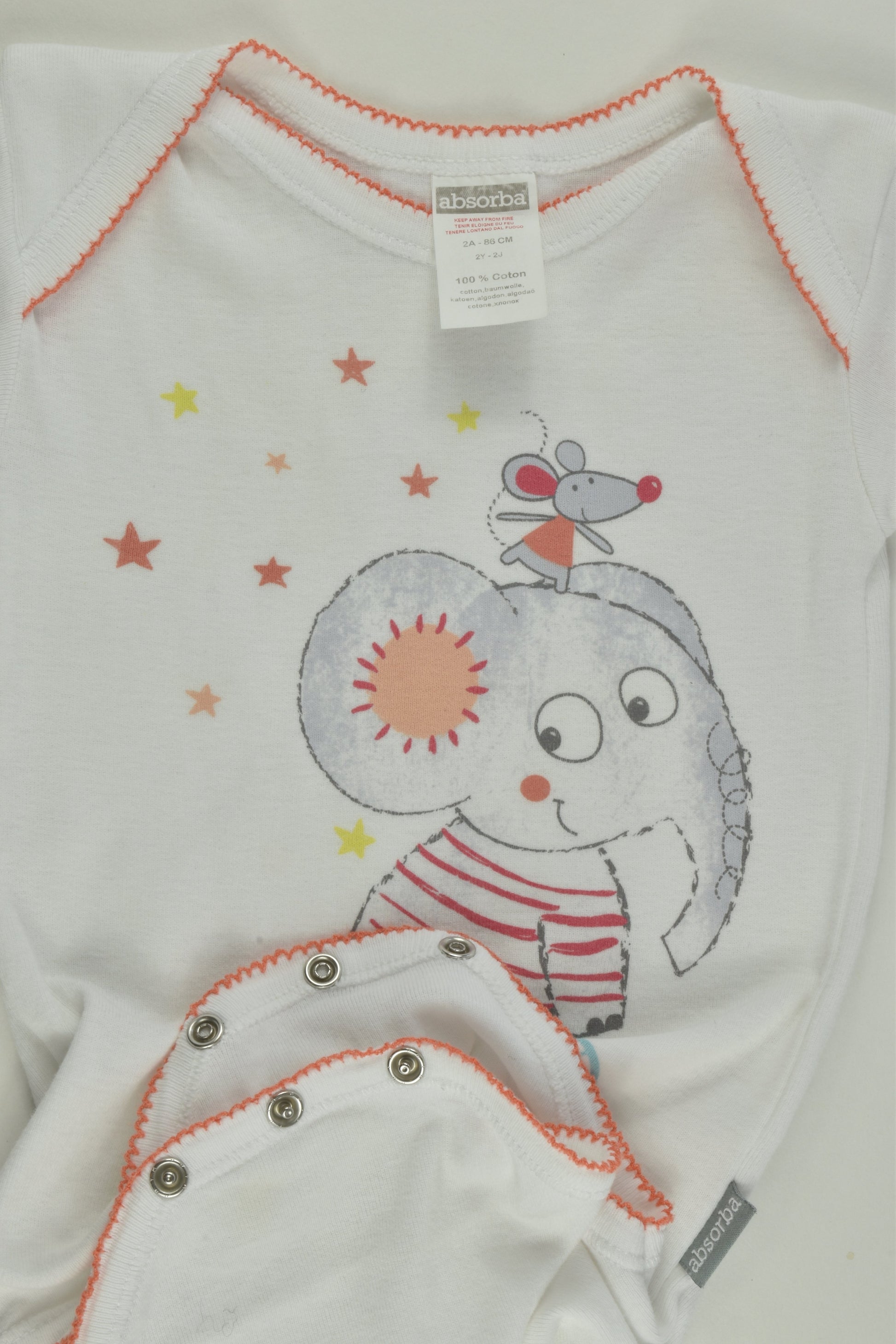 Absorba Size 1 (2 years, 86 cm) Elephant Bodysuit