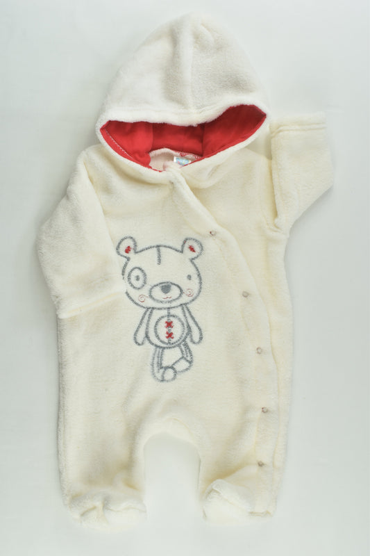 Akerman Baby Company Size 0000 Fluffy Teddy Bear Pramsuit