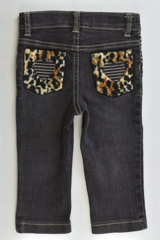 Amy Coe Size 12 months (0-1) Leopard Love Heart Pockets Stretchy Denim Pants