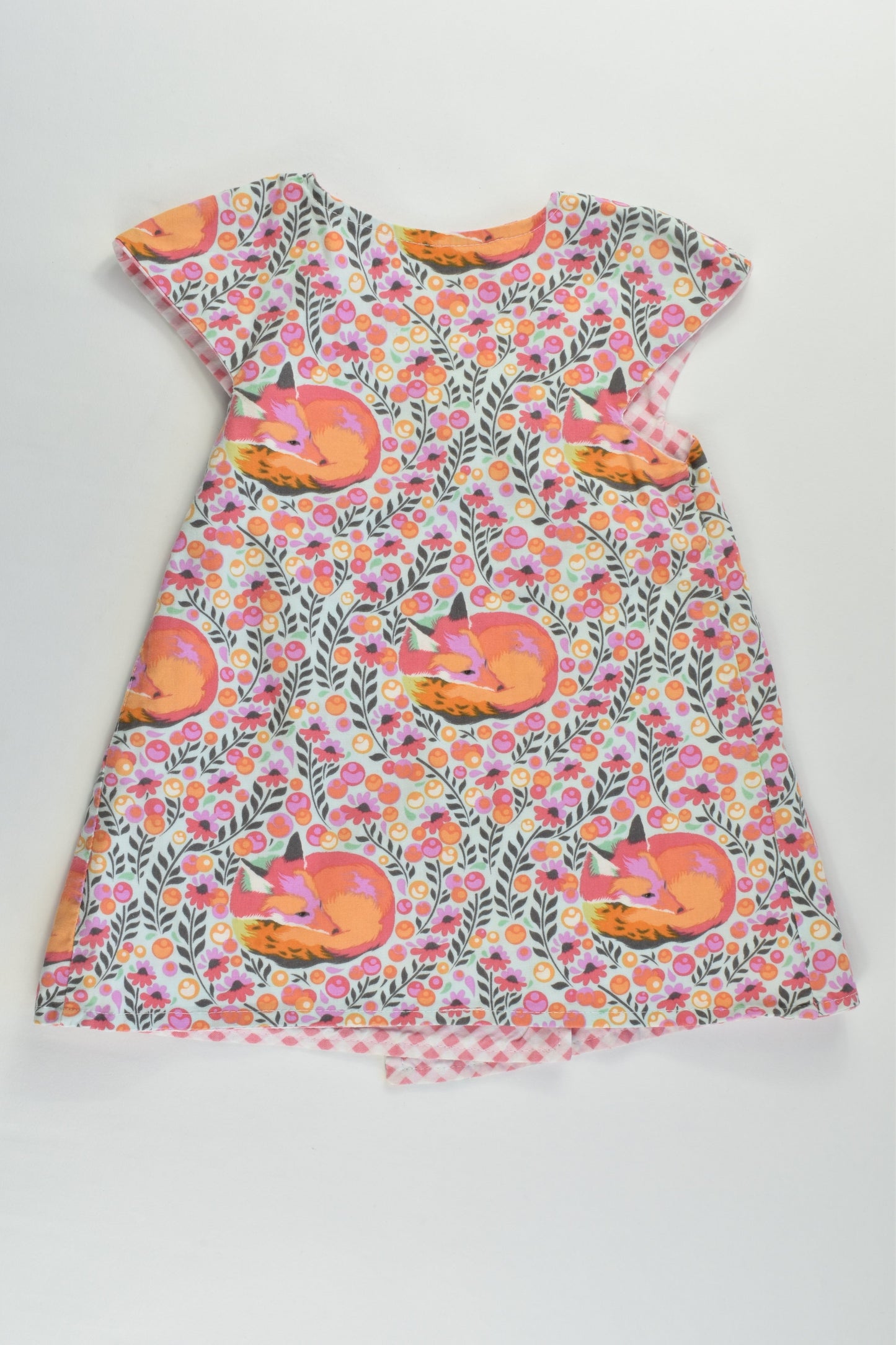 Ana Ara Size approx 0-1 Handmade Foxes/Checked Reversible Dress