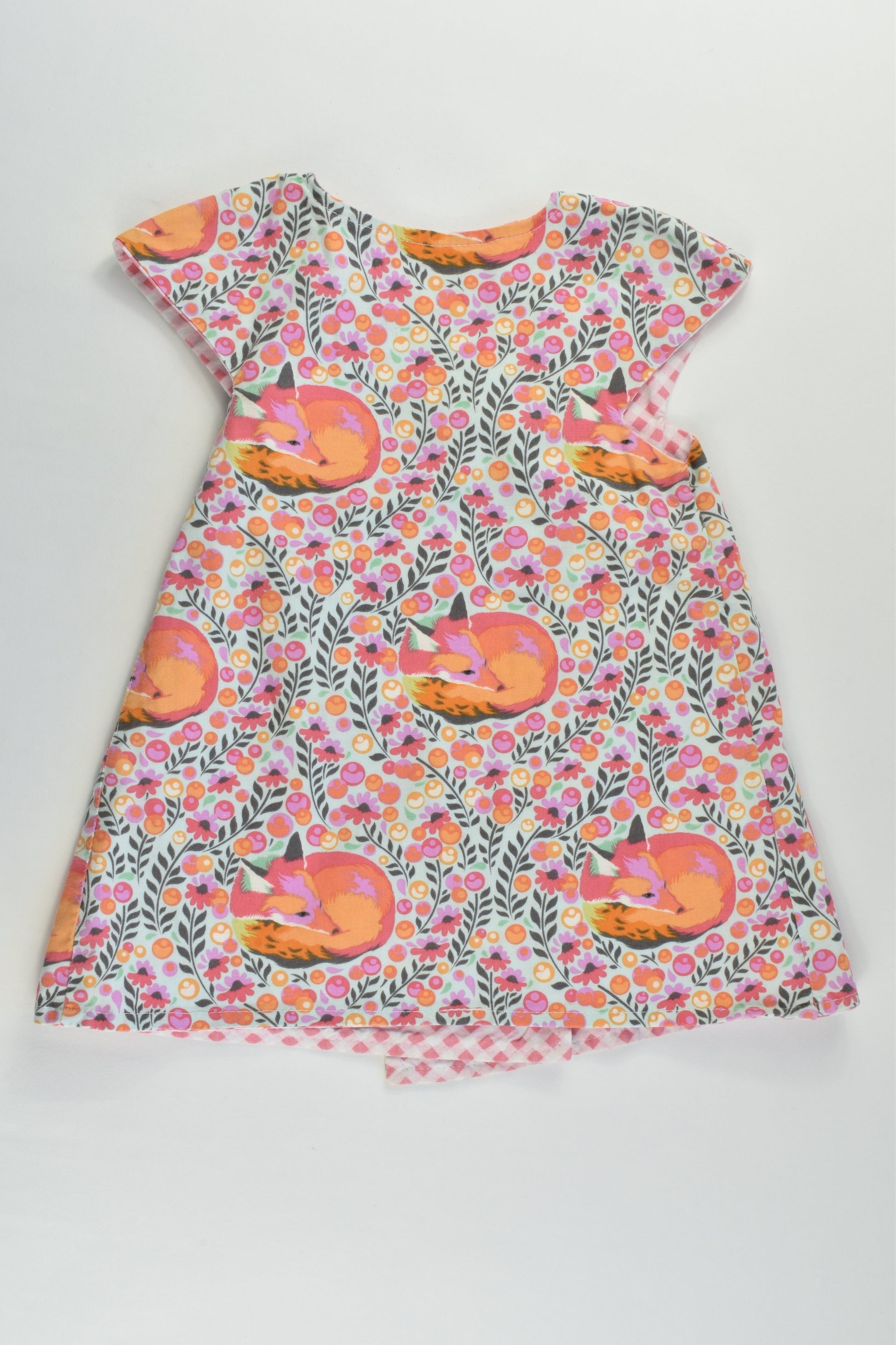 Ana Ara Size approx 0-1 Handmade Foxes/Checked Reversible Dress