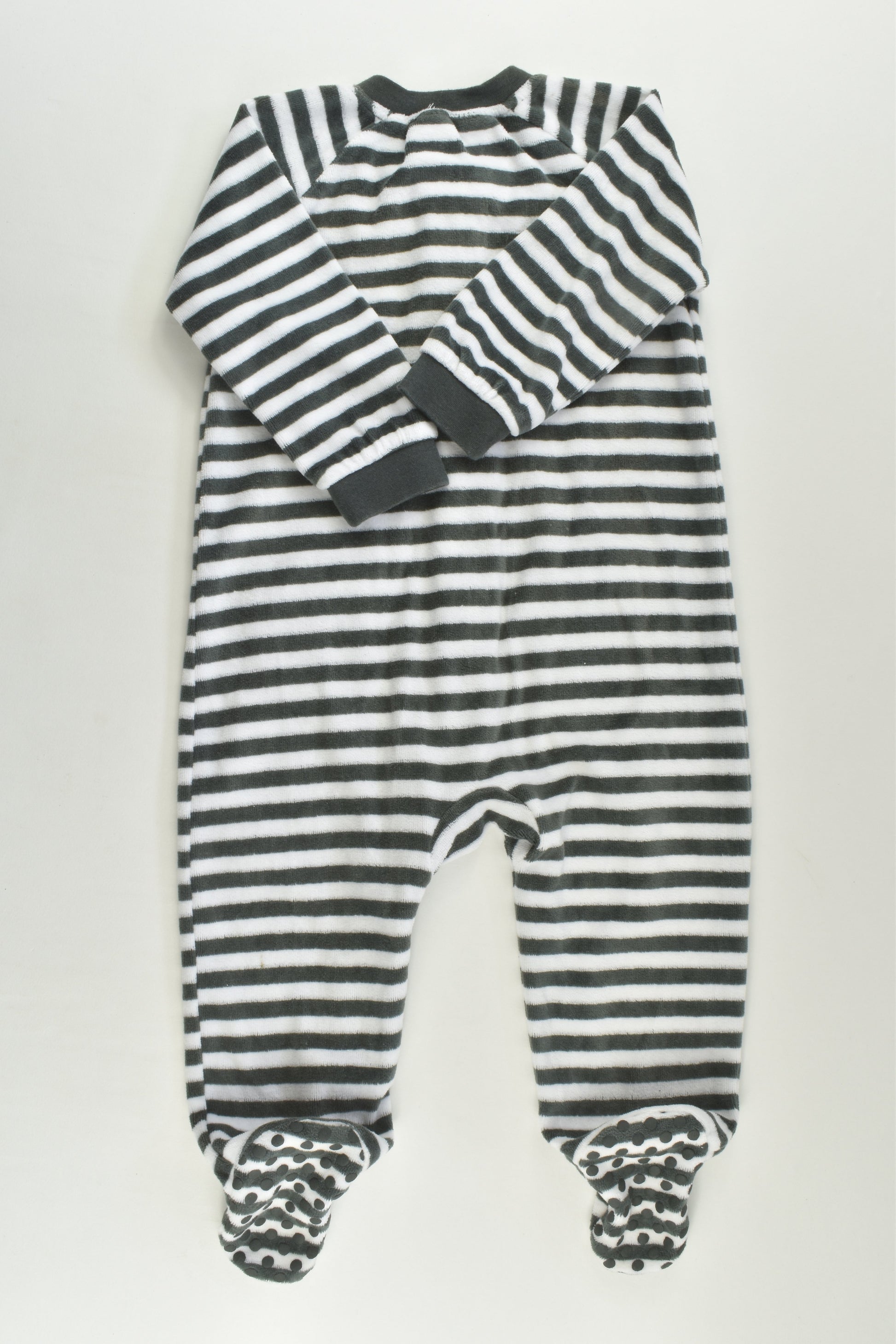 Anko Size 0 Footed Teddy Bear Pockets Velour Romper