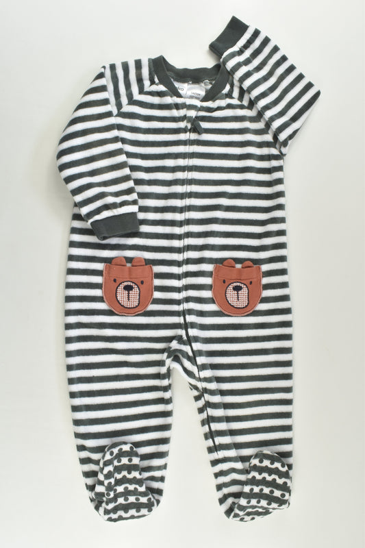 Anko Size 0 Footed Teddy Bear Pockets Velour Romper