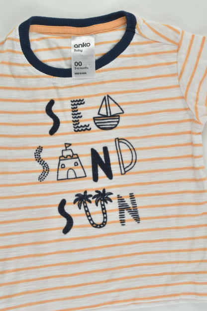 Anko Size 00 (3-6 months) 'Sea Sand Sun' T-shirt