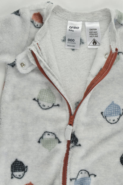 Anko Size 000 (0-3 months) Acorn Footed Fleece Romper