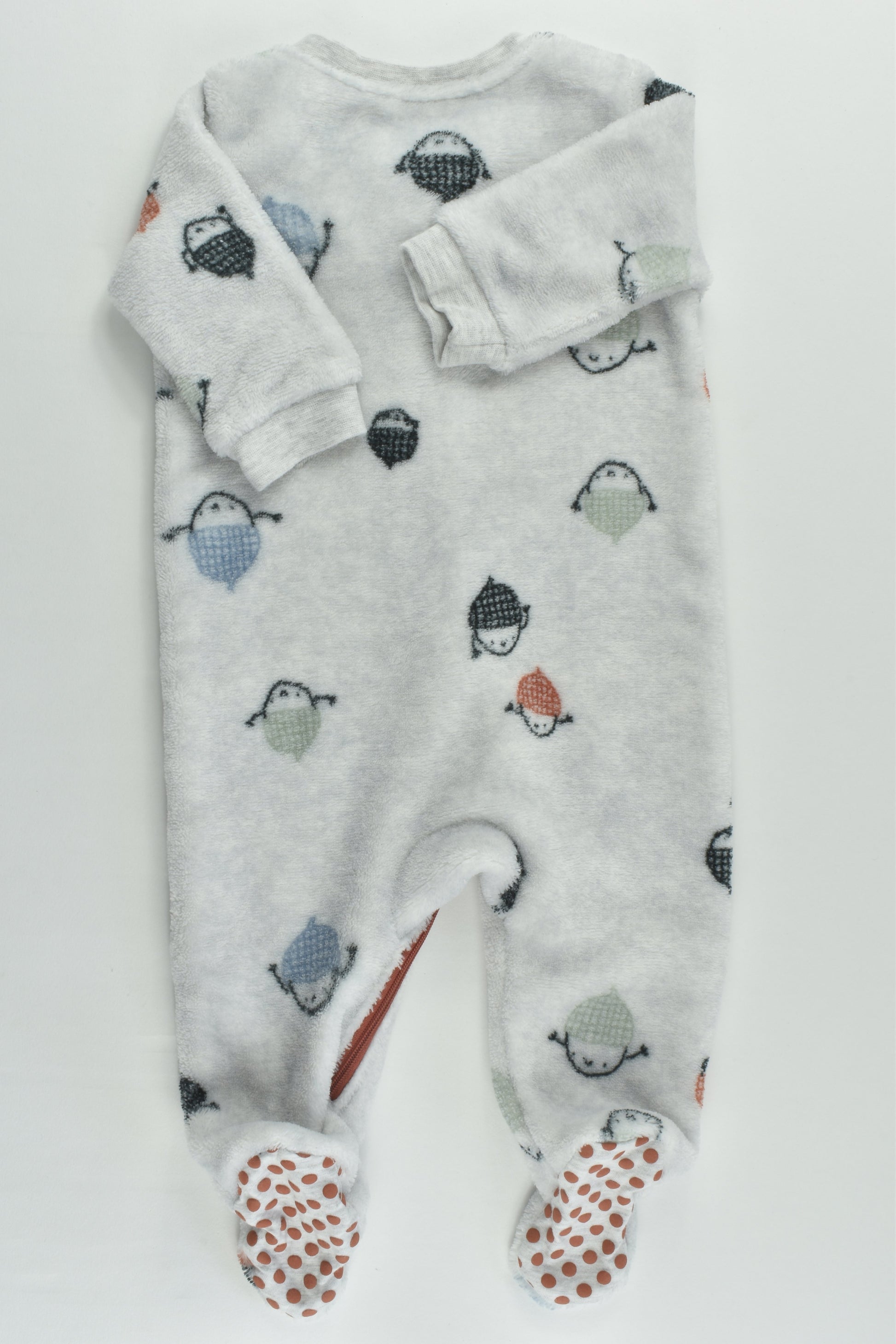 Anko Size 000 (0-3 months) Acorn Footed Fleece Romper