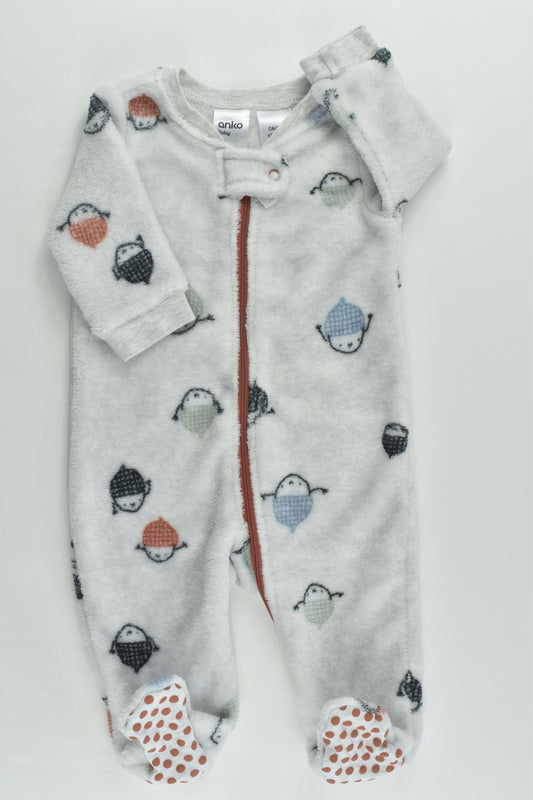 Anko Size 000 (0-3 months) Acorn Footed Fleece Romper