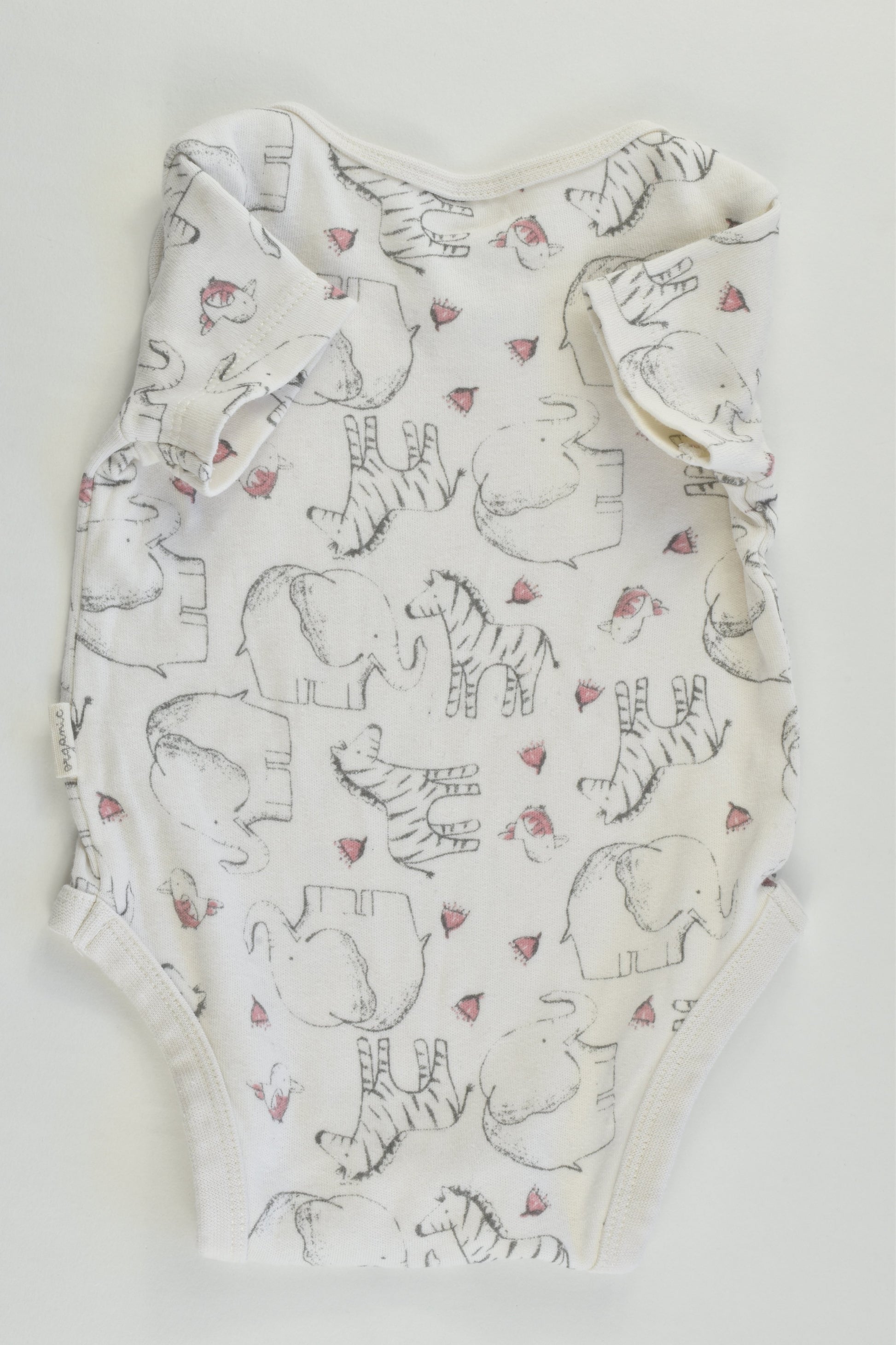 Anko Size 000 (0-3 months) Elephant, Zebra and Bird Bodysuit