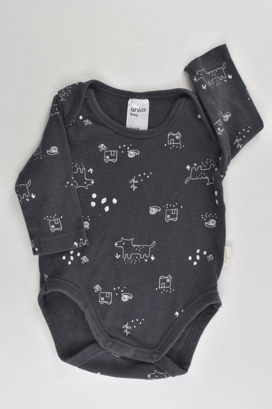 Anko Size 000 (0-3 months) Organic Dog and Snail Bodysuit