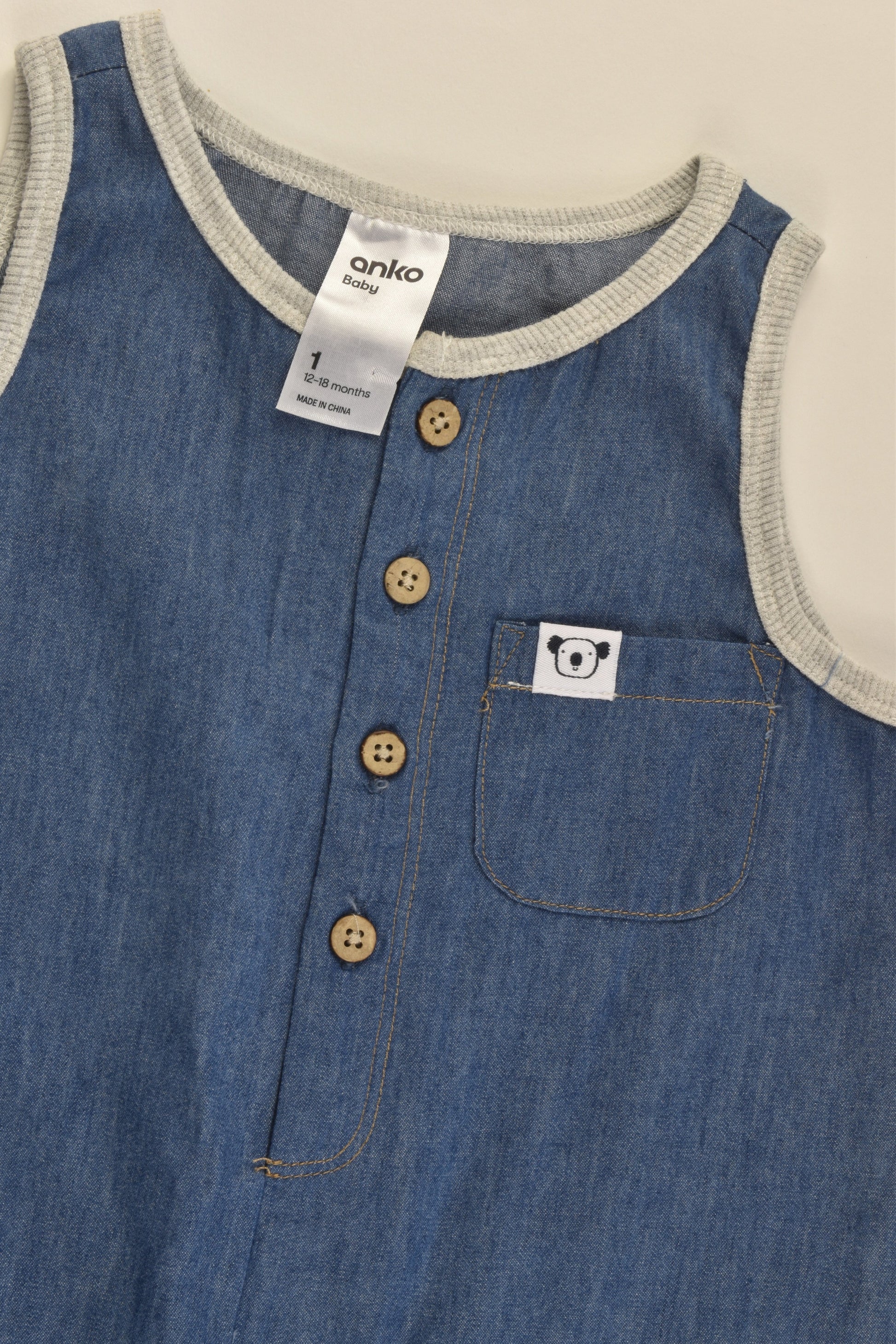 Anko Size 1 (12-18 months) Lightweight Denim Overalls