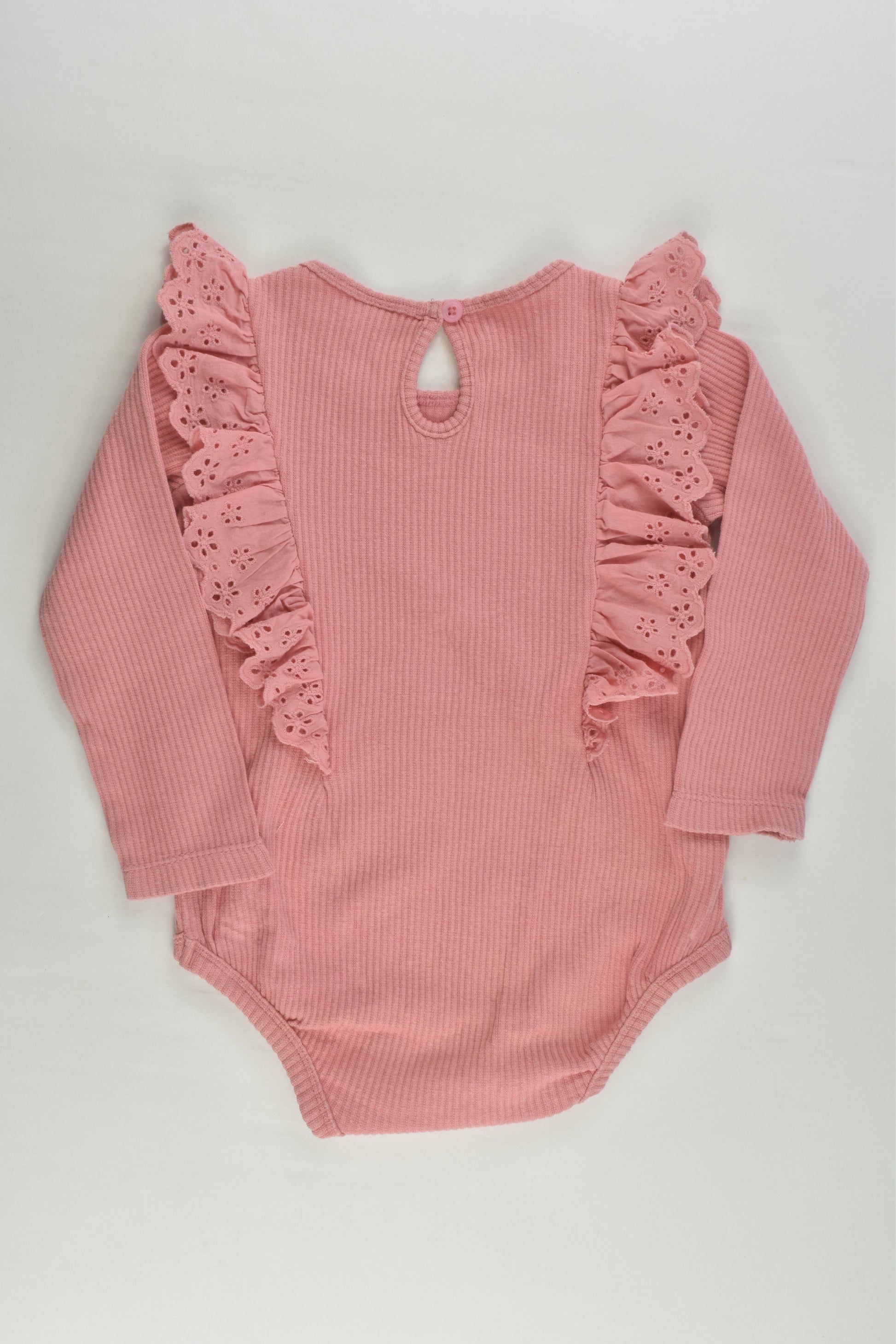 Anko Size 1 Ribbed Lace Ruffle Bodysuit