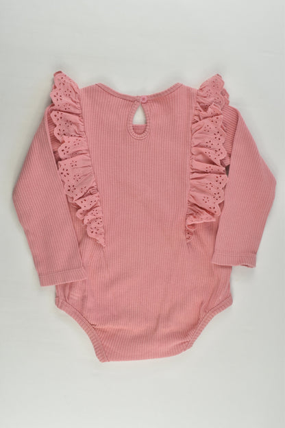 Anko Size 1 Ribbed Lace Ruffle Bodysuit