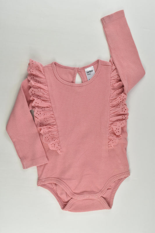 Anko Size 1 Ribbed Lace Ruffle Bodysuit