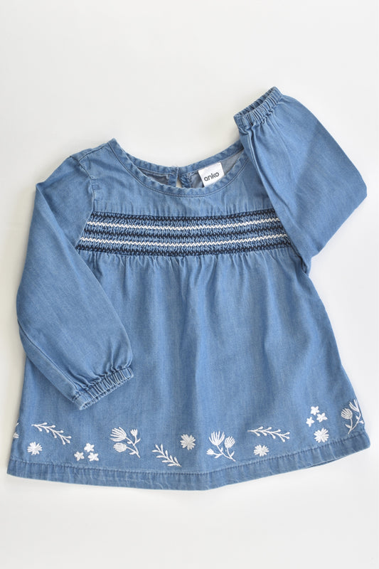 Anko Size 1 Soft Denim Blouse with Embroidery